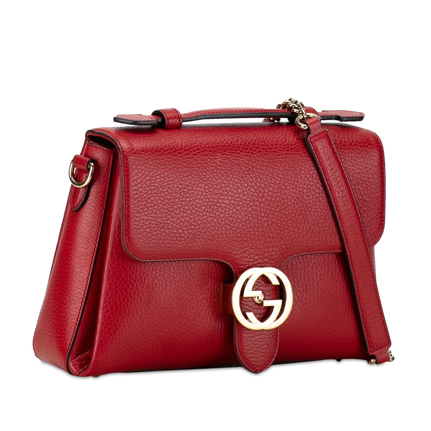Gucci Dollar Interlocking G SHG-26SCOC Calf Red Small Satchel Bag