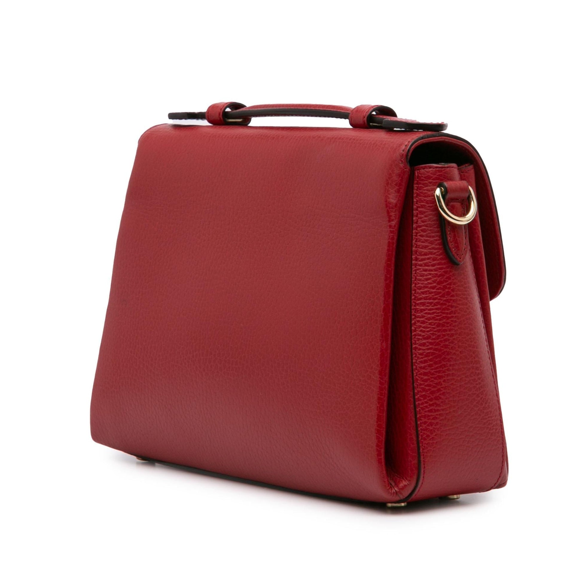 Gucci Dollar Interlocking G Calf Red Small Satchel Bag