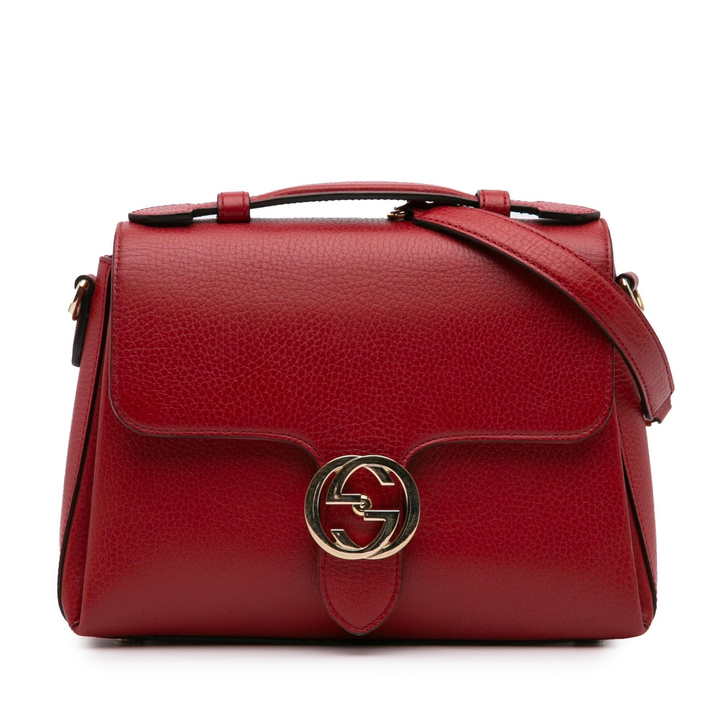 Gucci Dollar Interlocking G Calf Red Small Satchel Bag Satchel 2