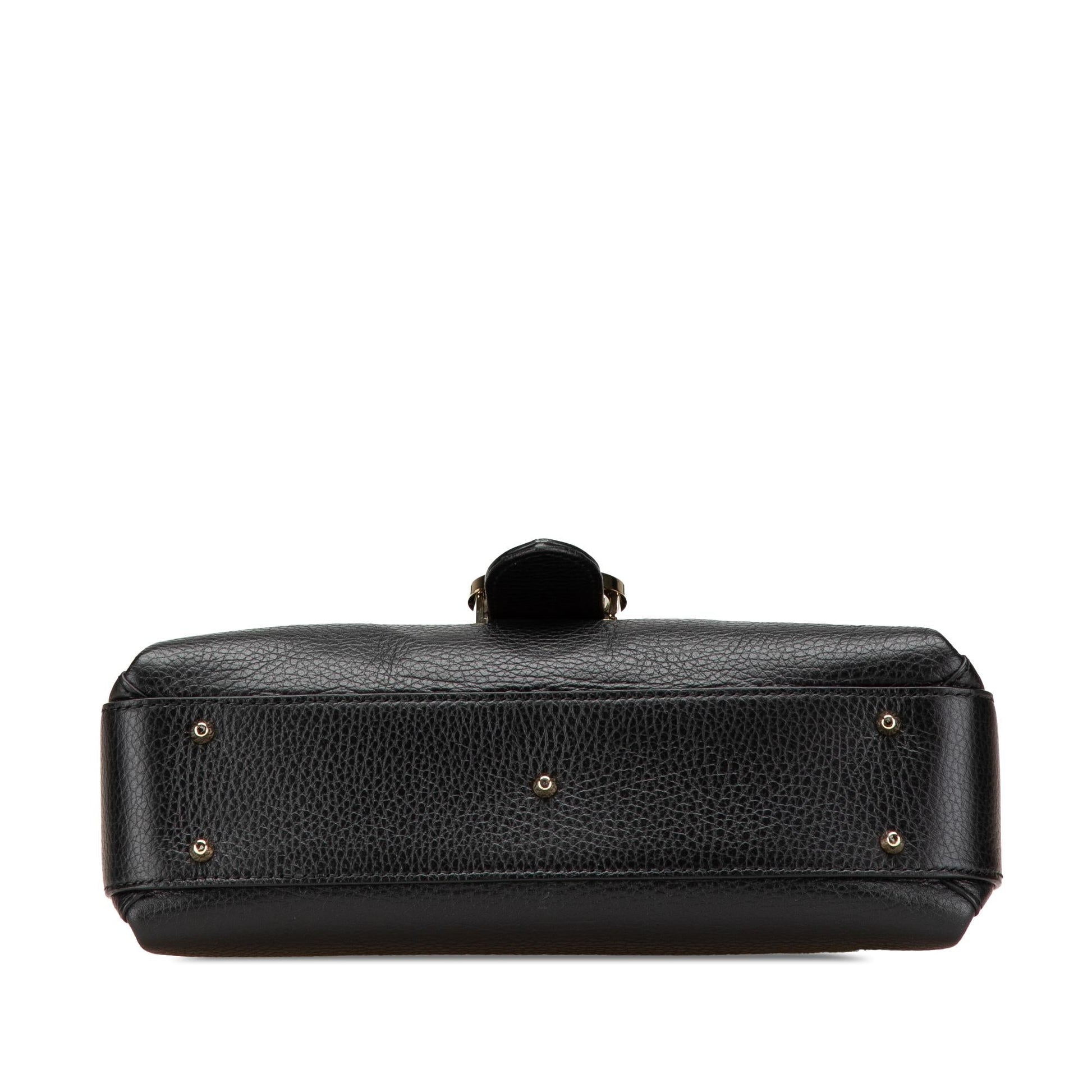 Gucci Dollar Interlocking G Calf Black Small Satchel Bag