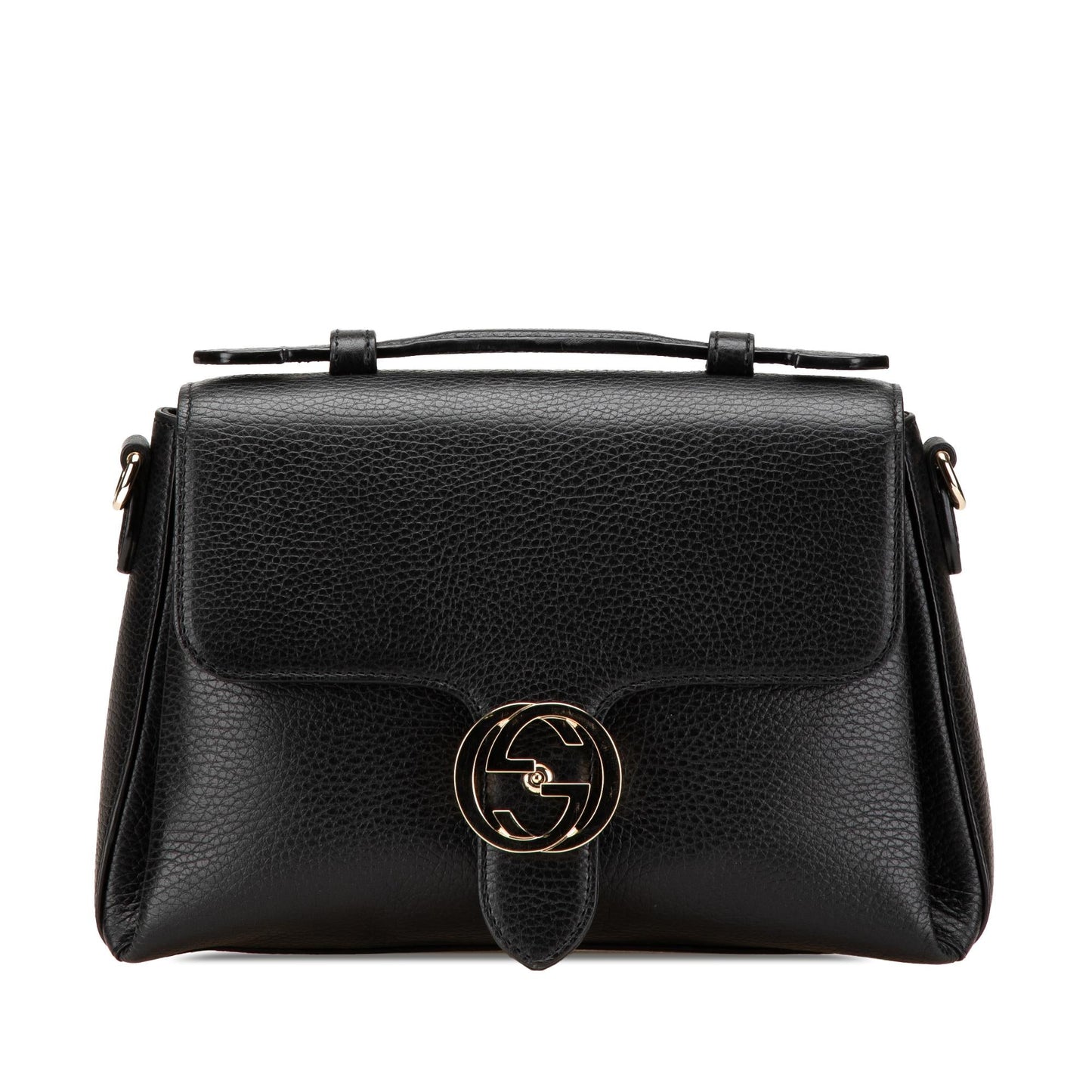 Gucci Dollar Interlocking G Calf Black Small Satchel Bag