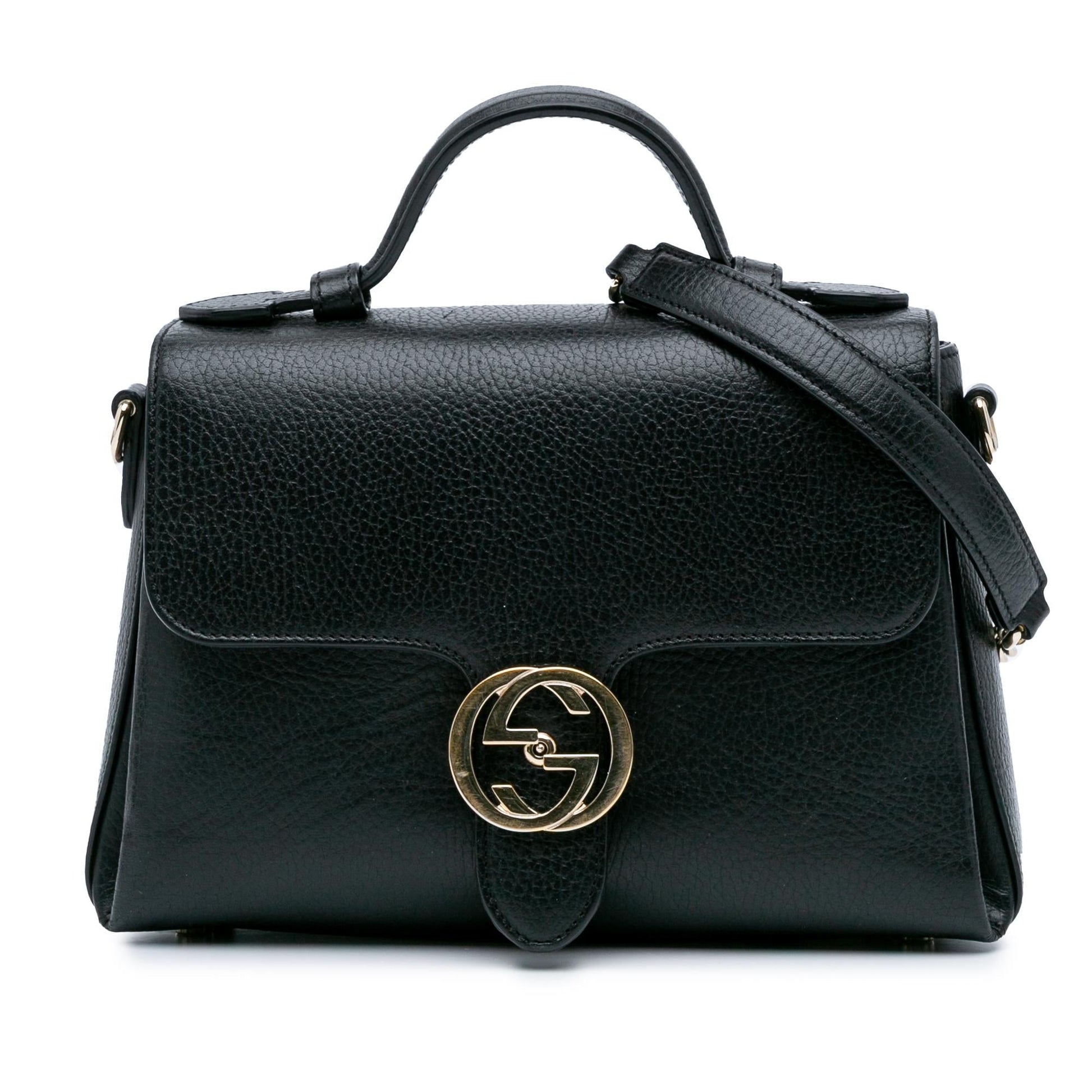 Gucci Dollar Interlocking G Calf Black Small Satchel Bag Satchel 4