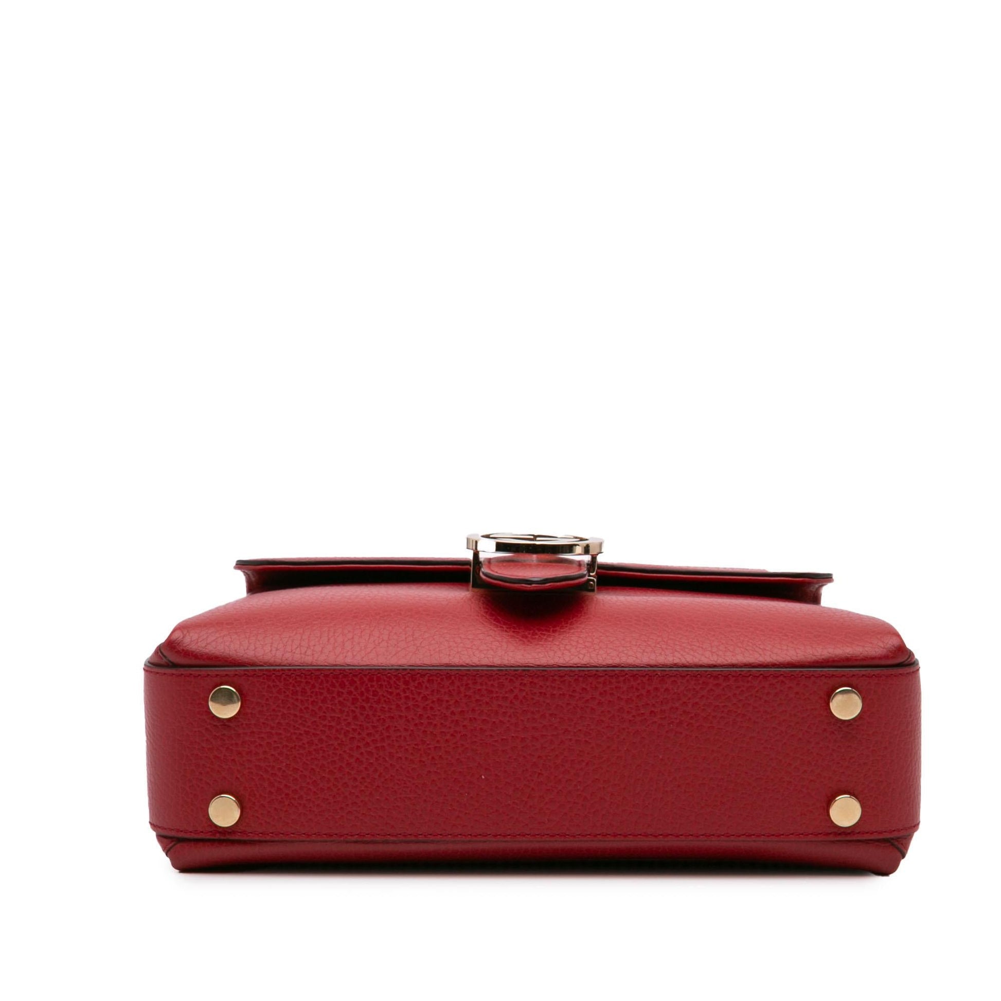 Gucci Dollar Interlocking G Calf Red Small Satchel Bag Satchel 6