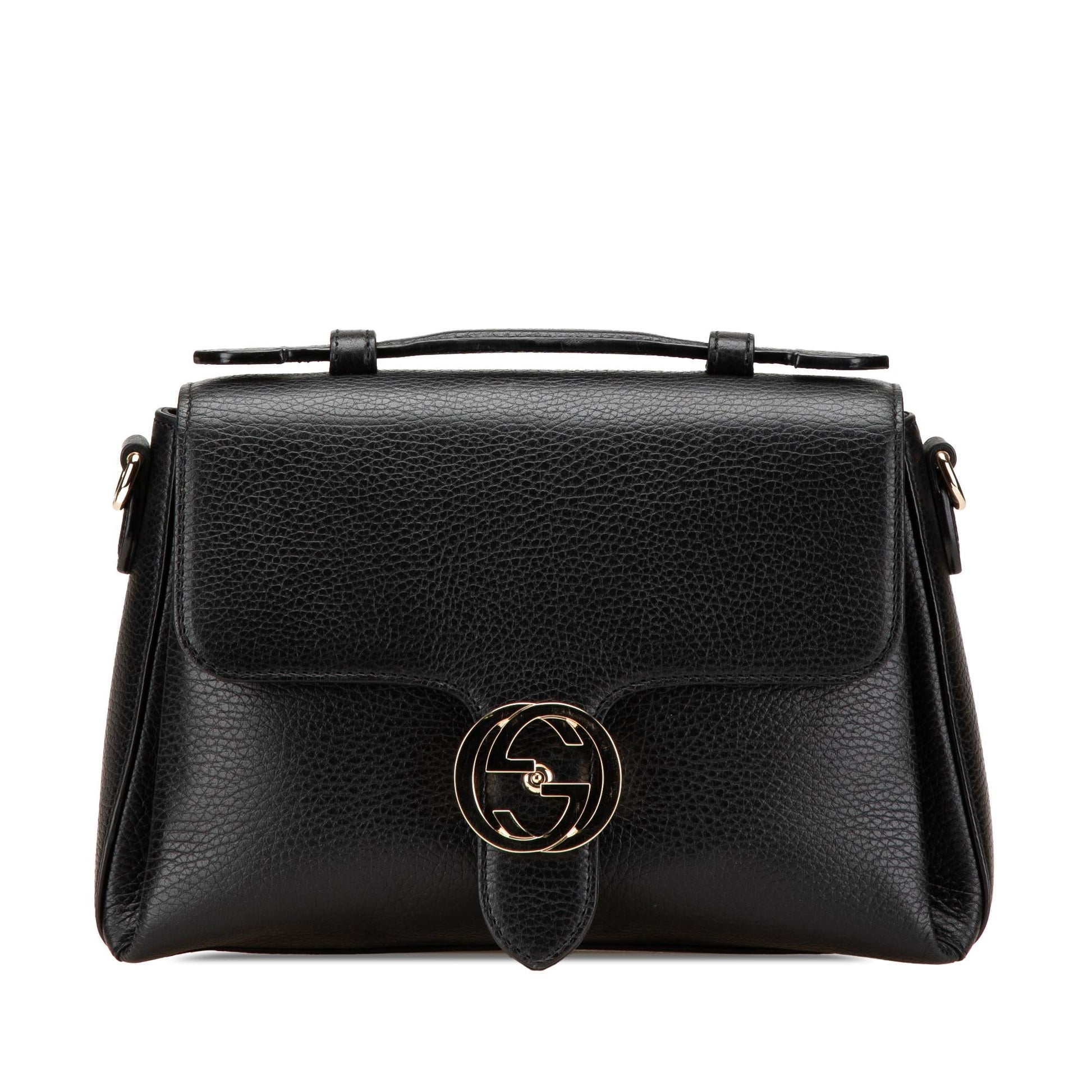 Gucci Dollar Interlocking G Calf Black Small Satchel Bag Satchel 5