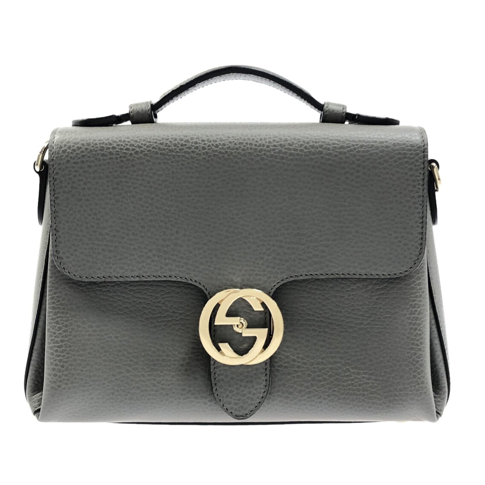 Gucci Dollar Interlocking G SHG-Ny8Ay8 Calf Grey Small Top Handle Satchel Bag