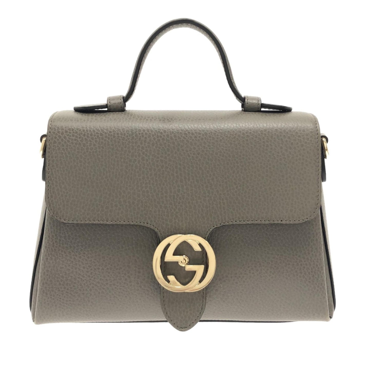 Gucci Dollar Interlocking G SHG-XhsO8p Calf Grey Small Top Handle Satchel Bag