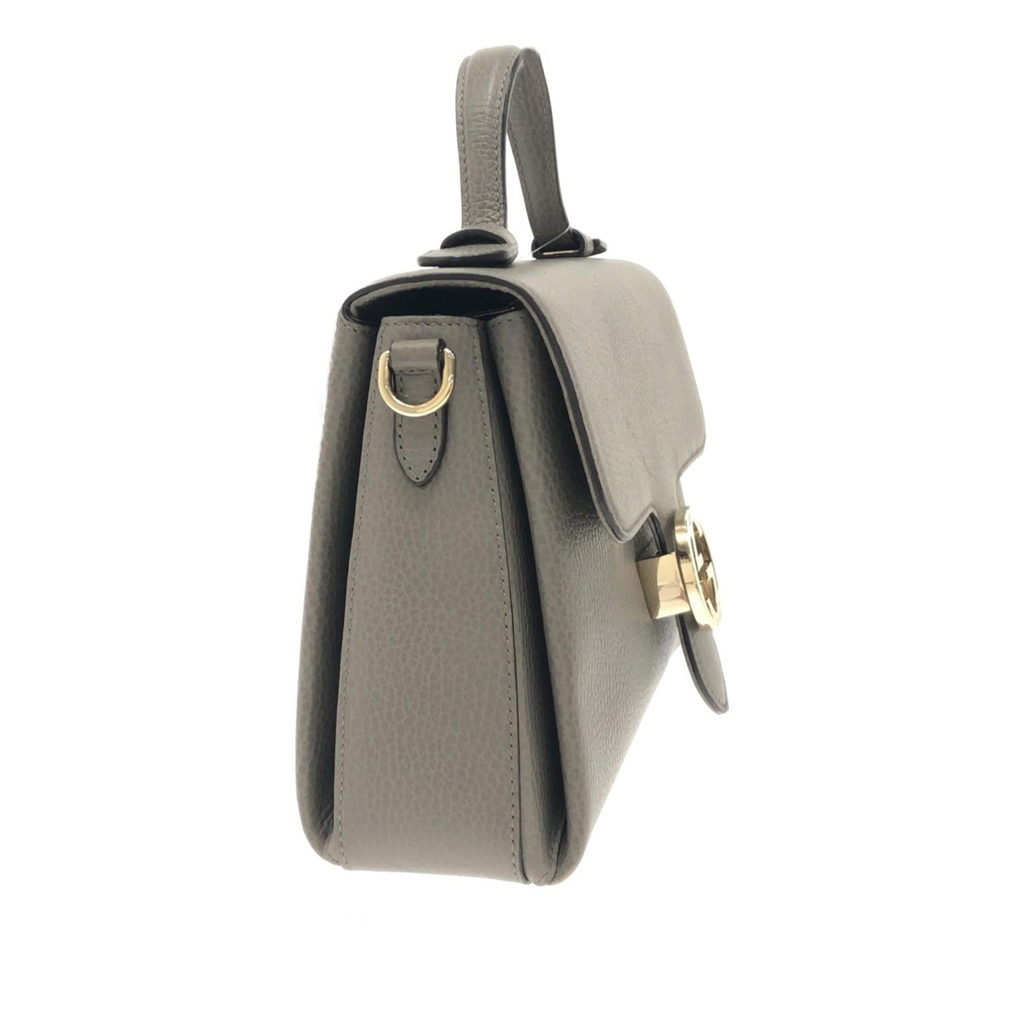 Gucci Dollar Interlocking G SHG-XhsO8p Calf Grey Small Top Handle Satchel Bag