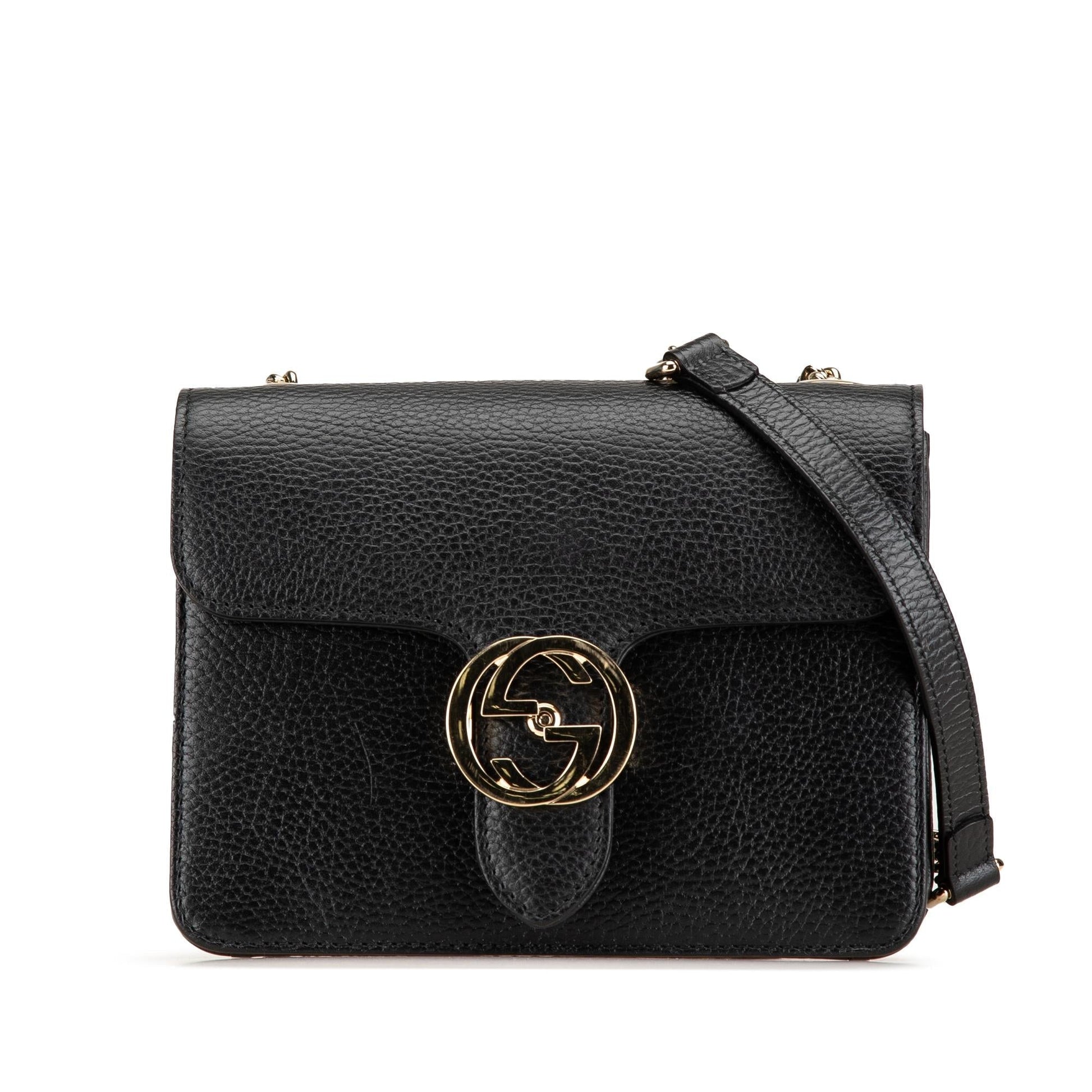 Gucci Dollar Interlocking G SHG-bDu7A6 Calf Calfskin Black Small Crossbody Bag
