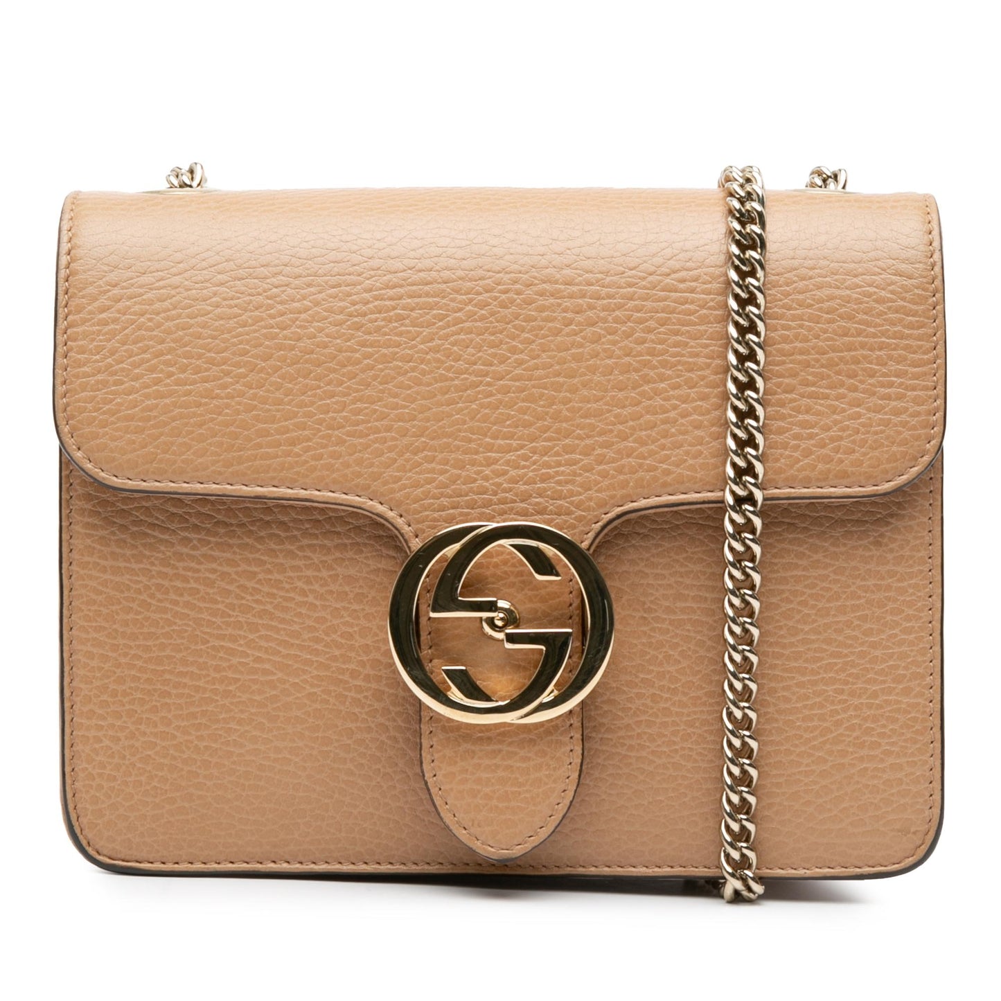 Gucci Dollar Interlocking G Calf Calfskin Brown Small Crossbody Bag