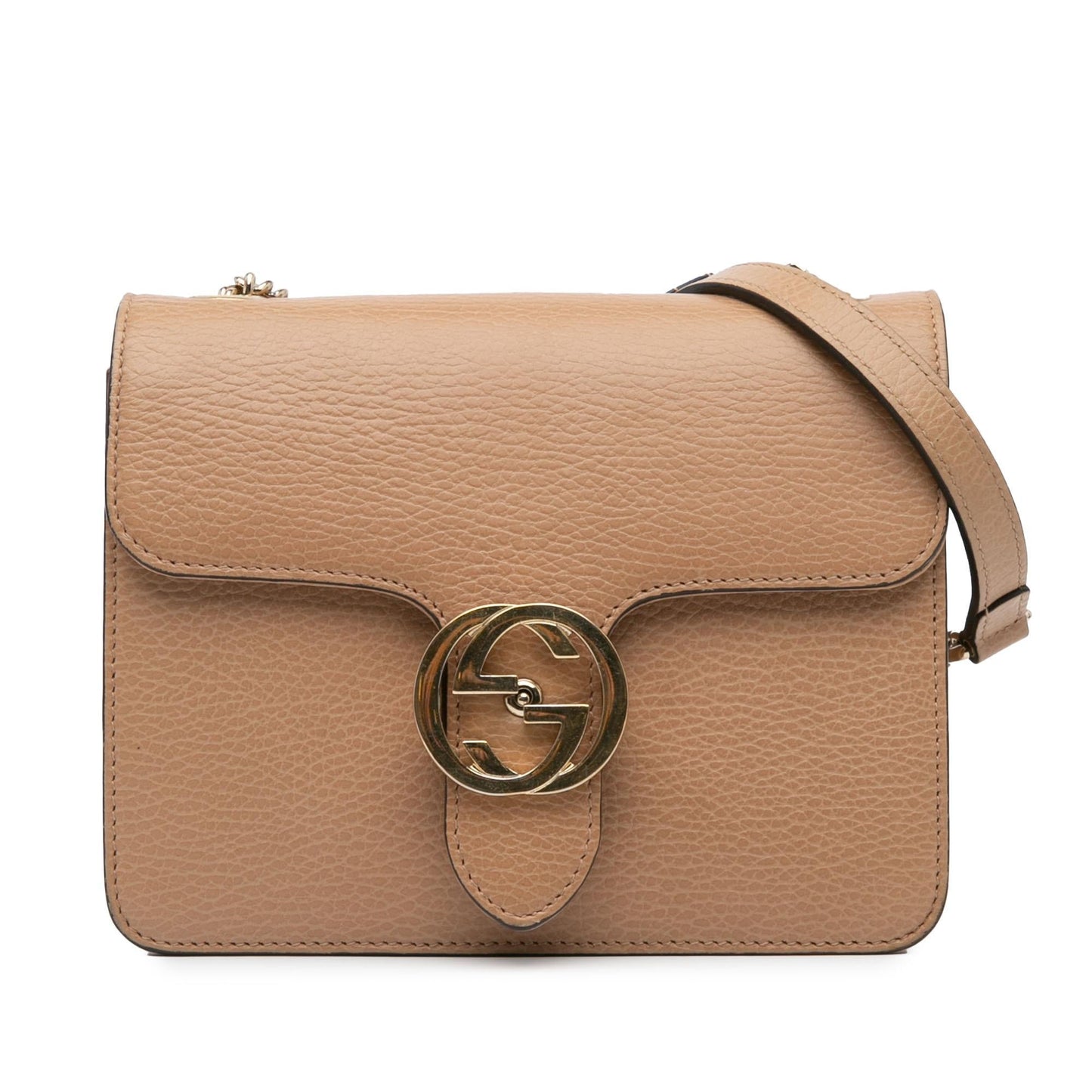Gucci Dollar Interlocking G Calf Calfskin Brown Small Crossbody Bag Crossbody 24