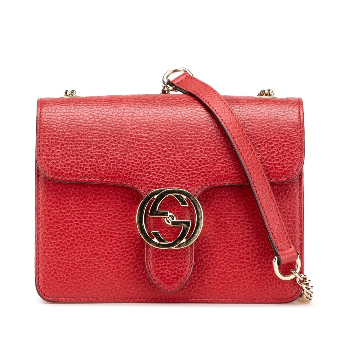Gucci Dollar Interlocking G Calf Calfskin Red Small Crossbody Bag