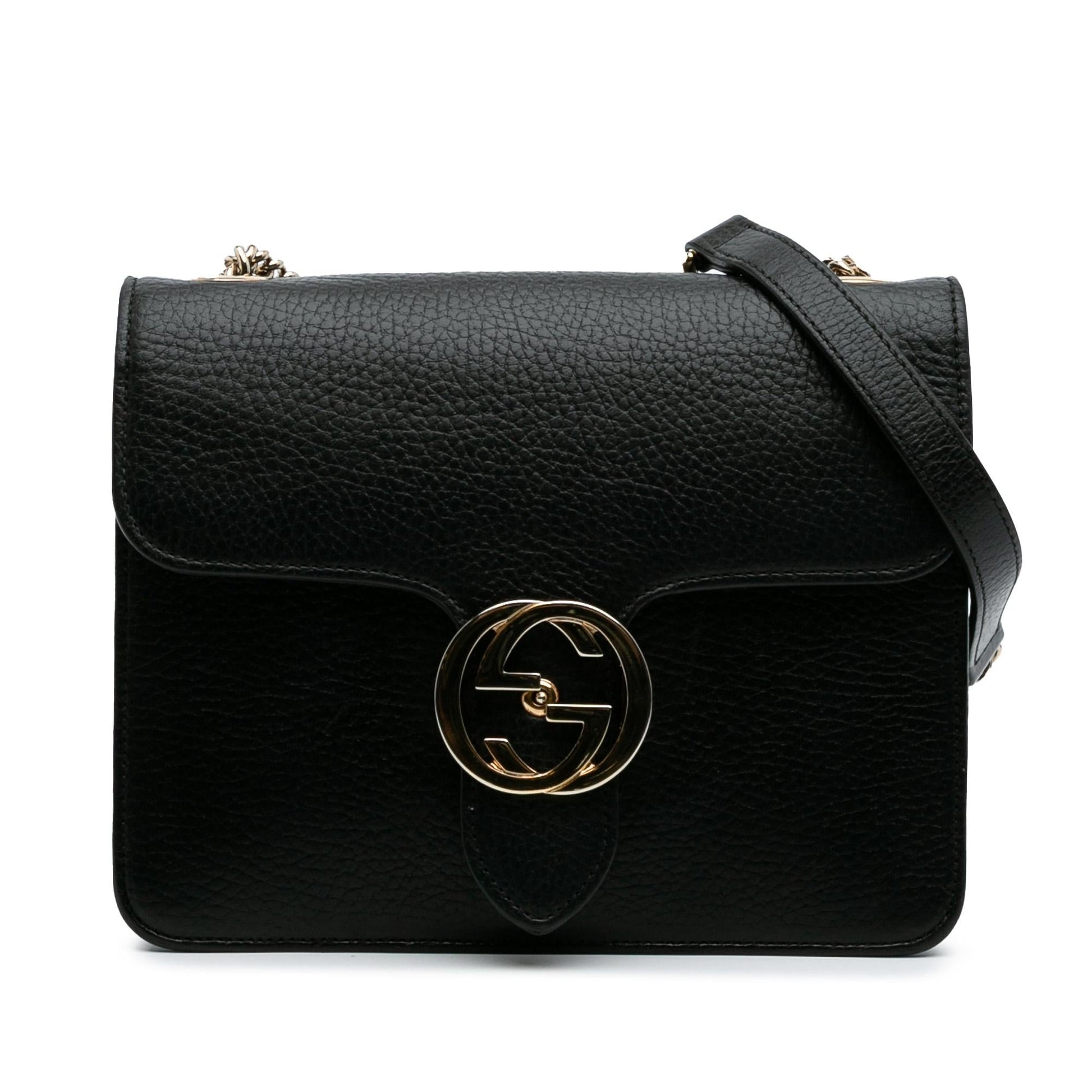 Gucci Dollar Interlocking G Calf Calfskin Black Small Crossbody Bag