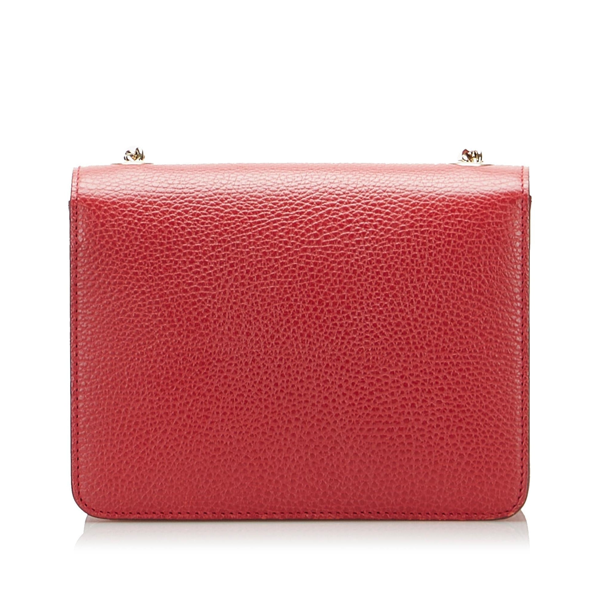 Gucci Dollar Interlocking G SHG-K0tD9E Calf Red Small Crossbody Bag