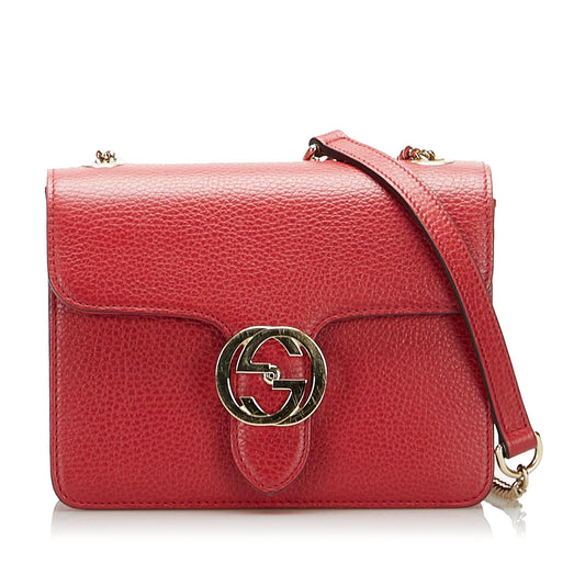 Gucci Dollar Interlocking G SHG-K0tD9E Calf Red Small Crossbody Bag