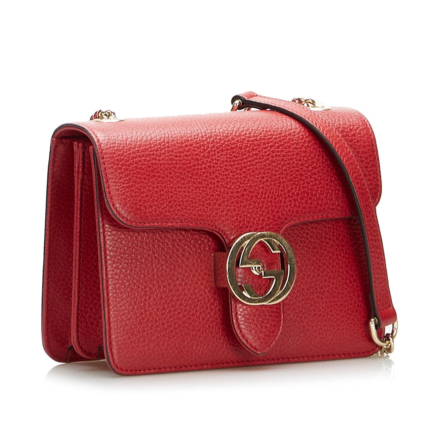 Gucci Dollar Interlocking G SHG-K0tD9E Calf Red Small Crossbody Bag