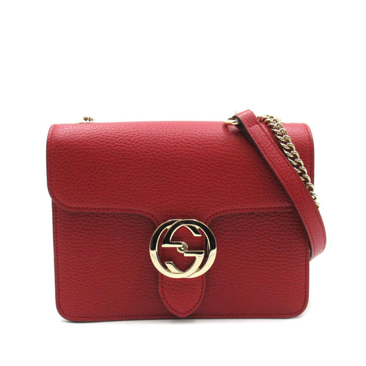 Gucci Dollar Interlocking G SHG-p88qqi Calf Red Small Crossbody Bag