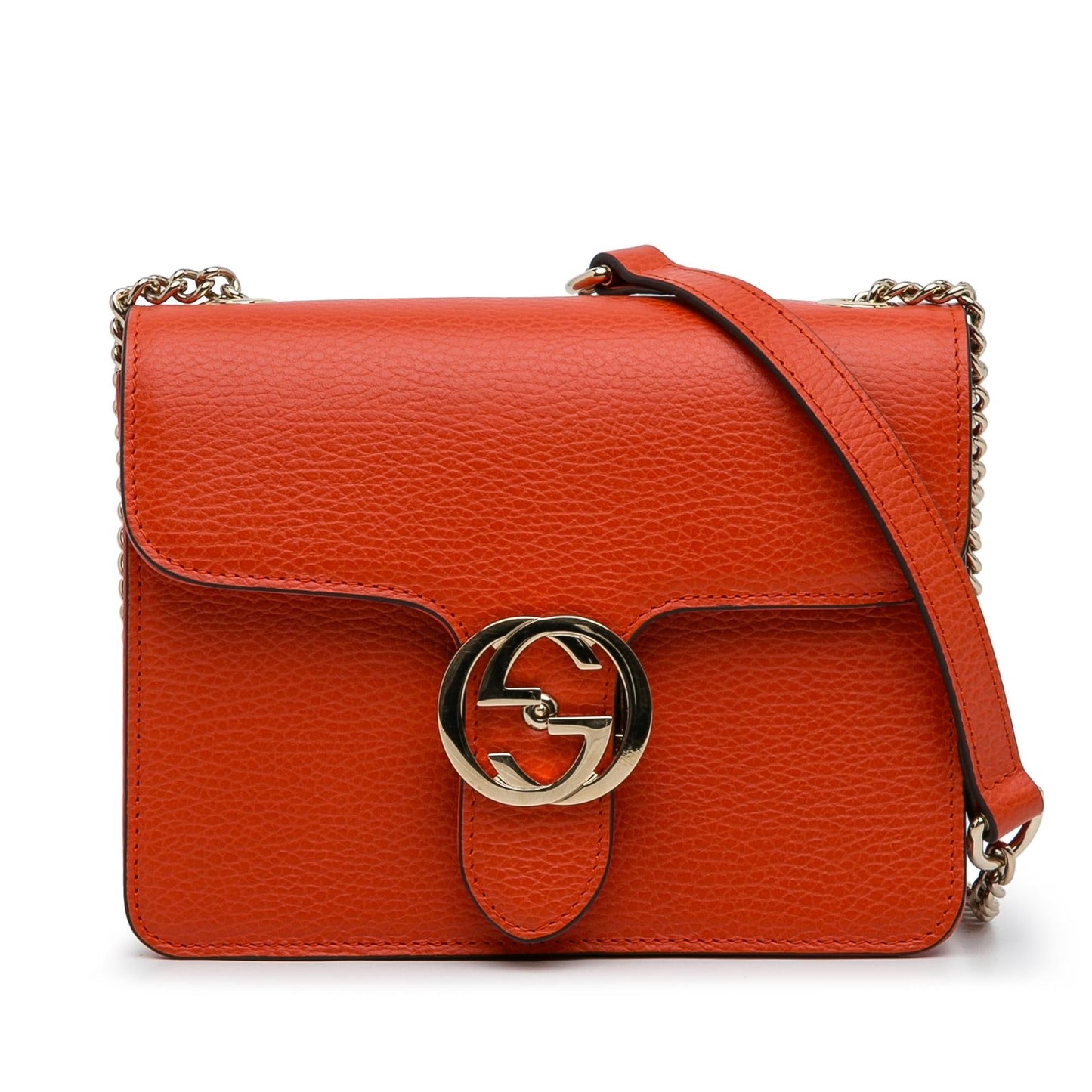 Gucci Dollar Interlocking G SHG-rkCp1u Calf Orange Small Crossbody Bag