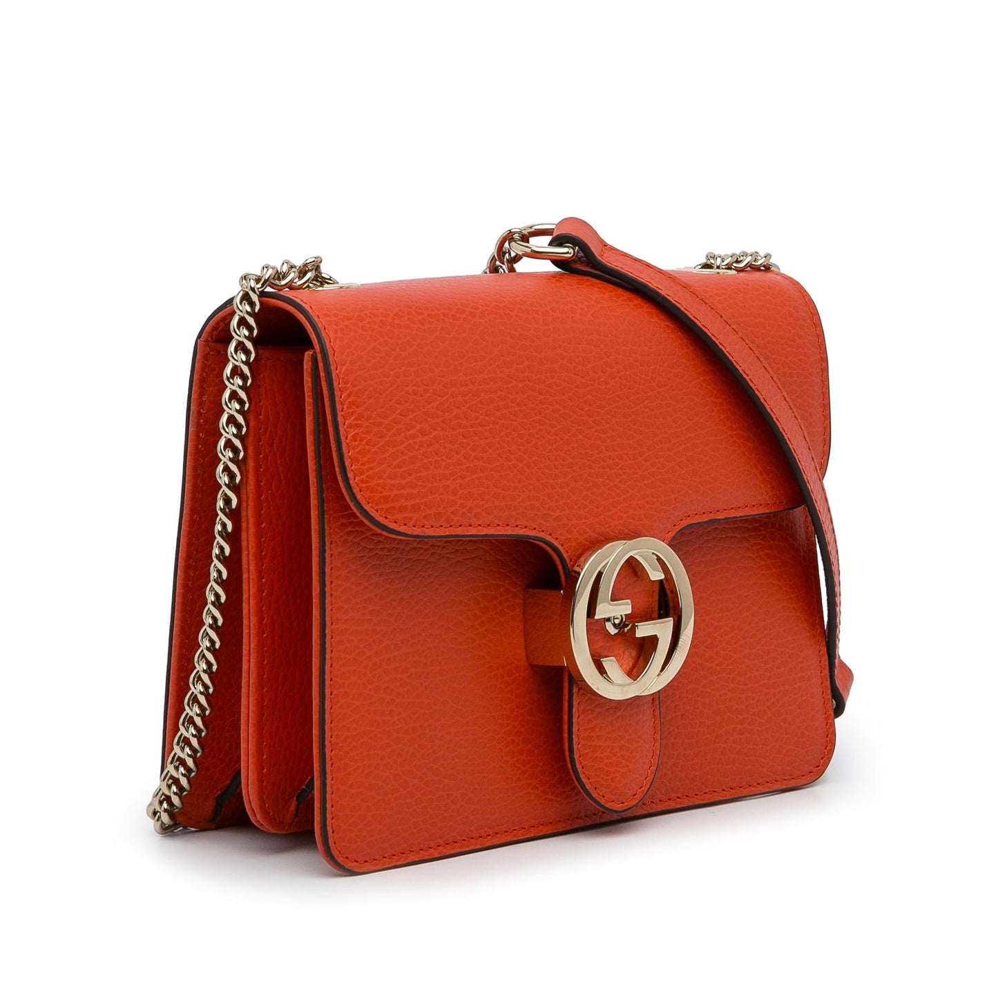 Gucci Dollar Interlocking G SHG-rkCp1u Calf Orange Small Crossbody Bag