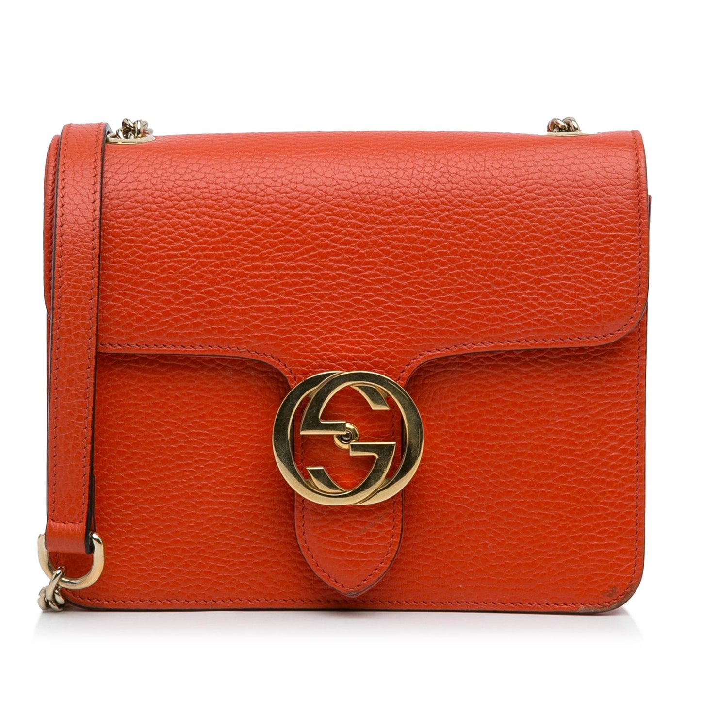 Gucci Dollar Interlocking G SHG-ycvk6g Calf Orange Small Crossbody Bag