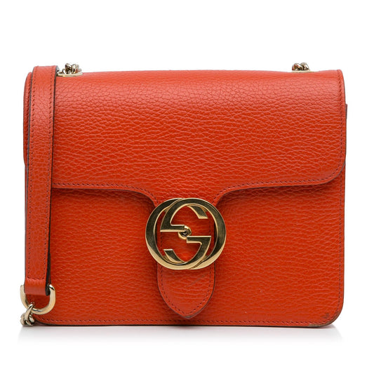 Gucci Dollar Interlocking G SHG-ycvk6g Calf Orange Small Crossbody Bag