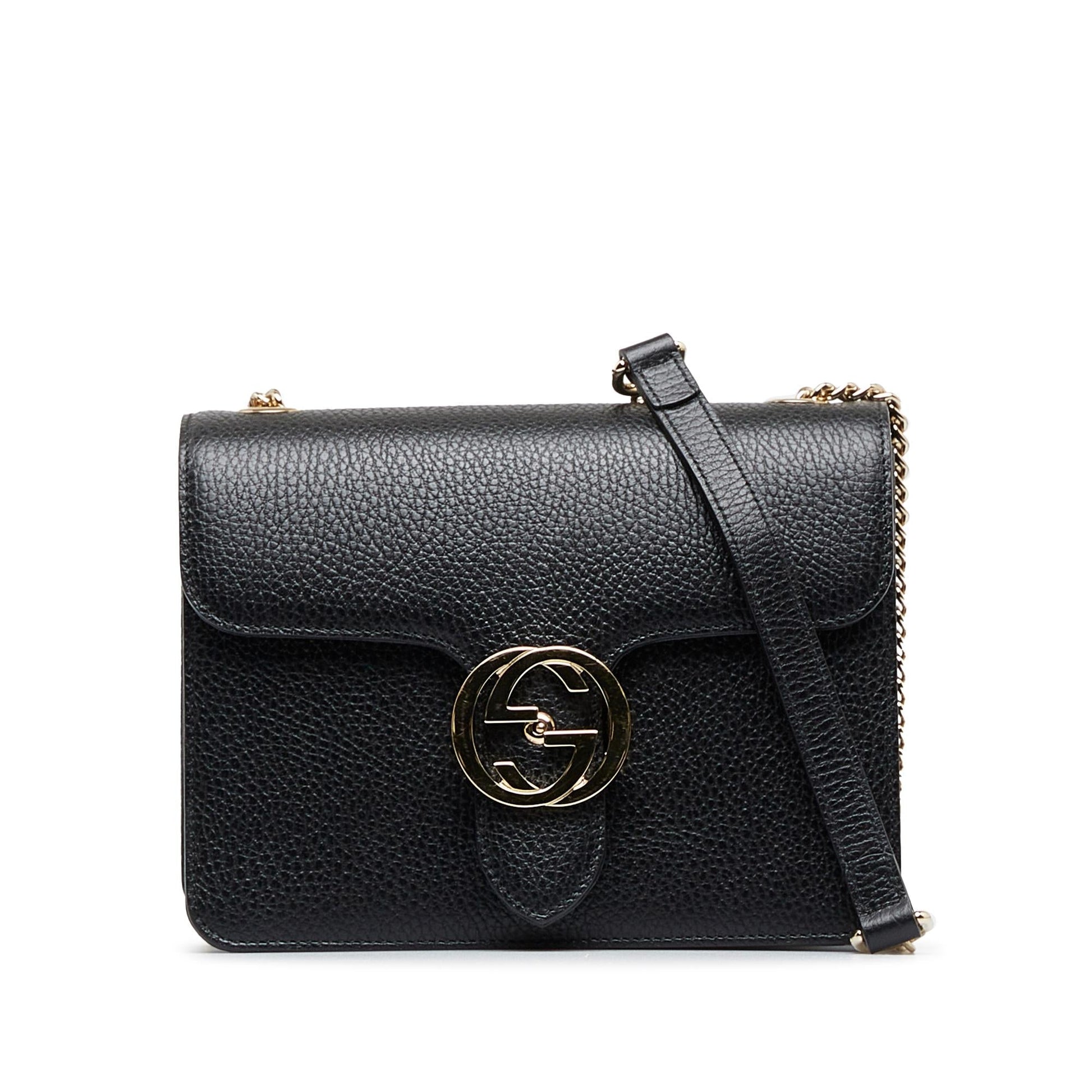 Gucci Dollar Interlocking G SHG-JAU8j8 Calf Black Small Crossbody Bag