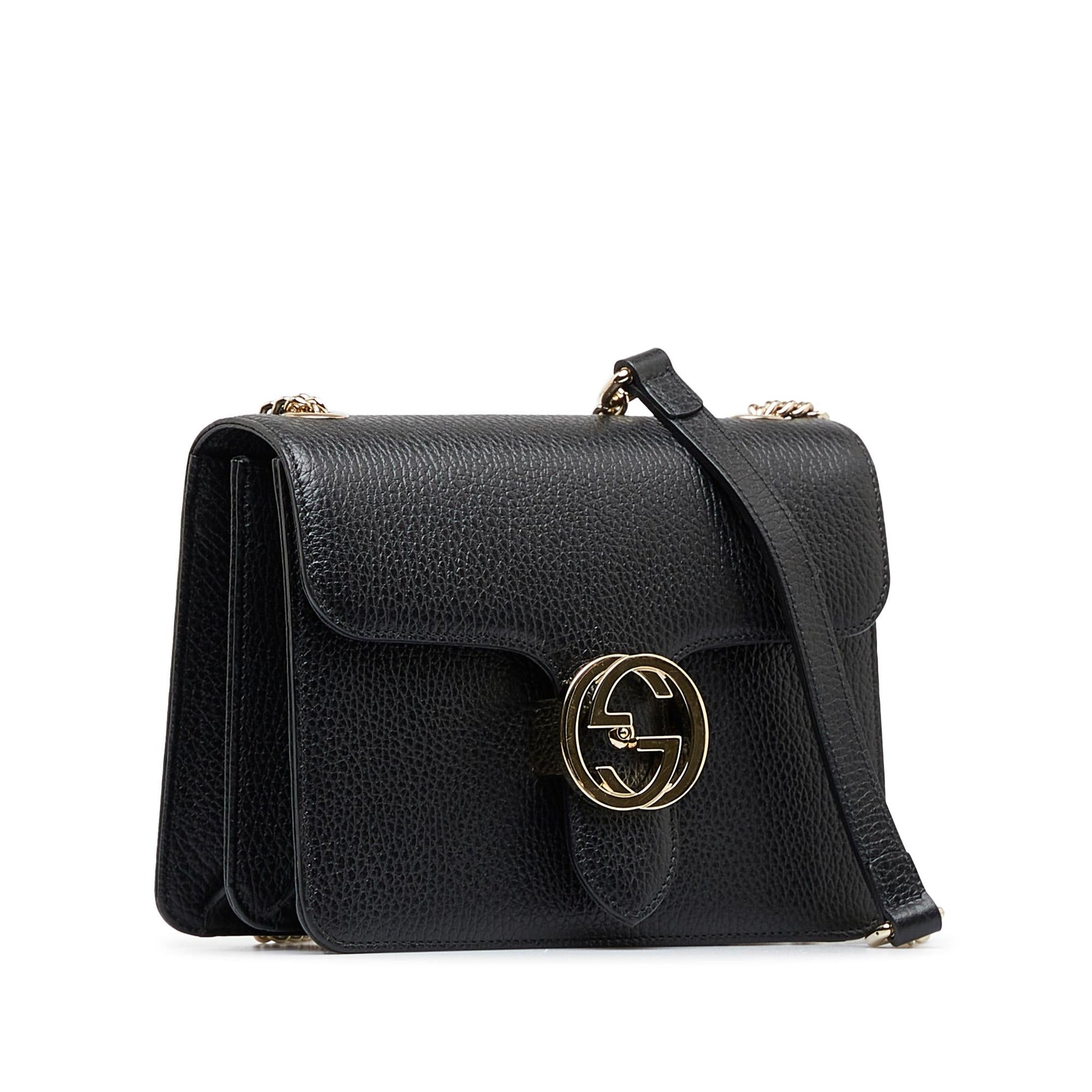Gucci Dollar Interlocking G SHG-JAU8j8 Calf Black Small Crossbody Bag