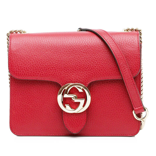 Gucci Dollar Interlocking G SHG-07nBkX Calf Red Small Crossbody Bag
