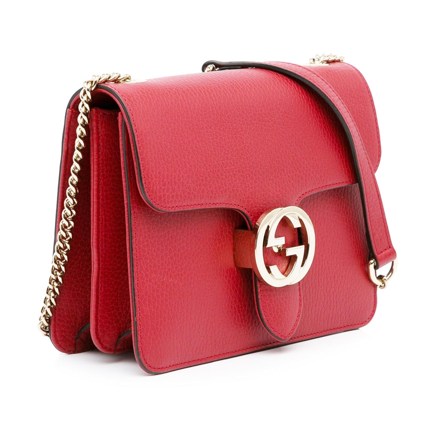Gucci Dollar Interlocking G SHG-07nBkX Calf Red Small Crossbody Bag