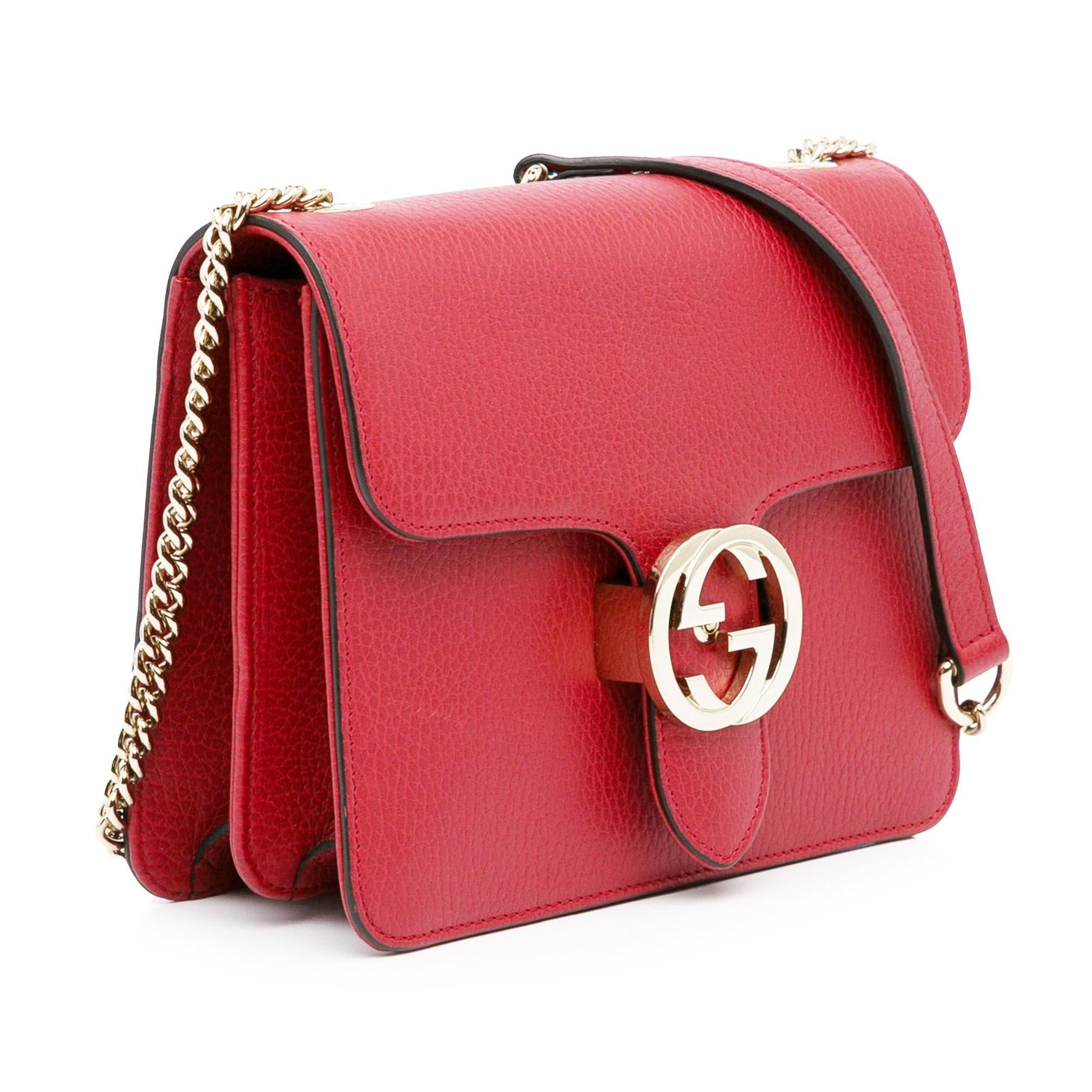 Gucci Dollar Interlocking G SHG-07nBkX Calf Red Small Crossbody Bag