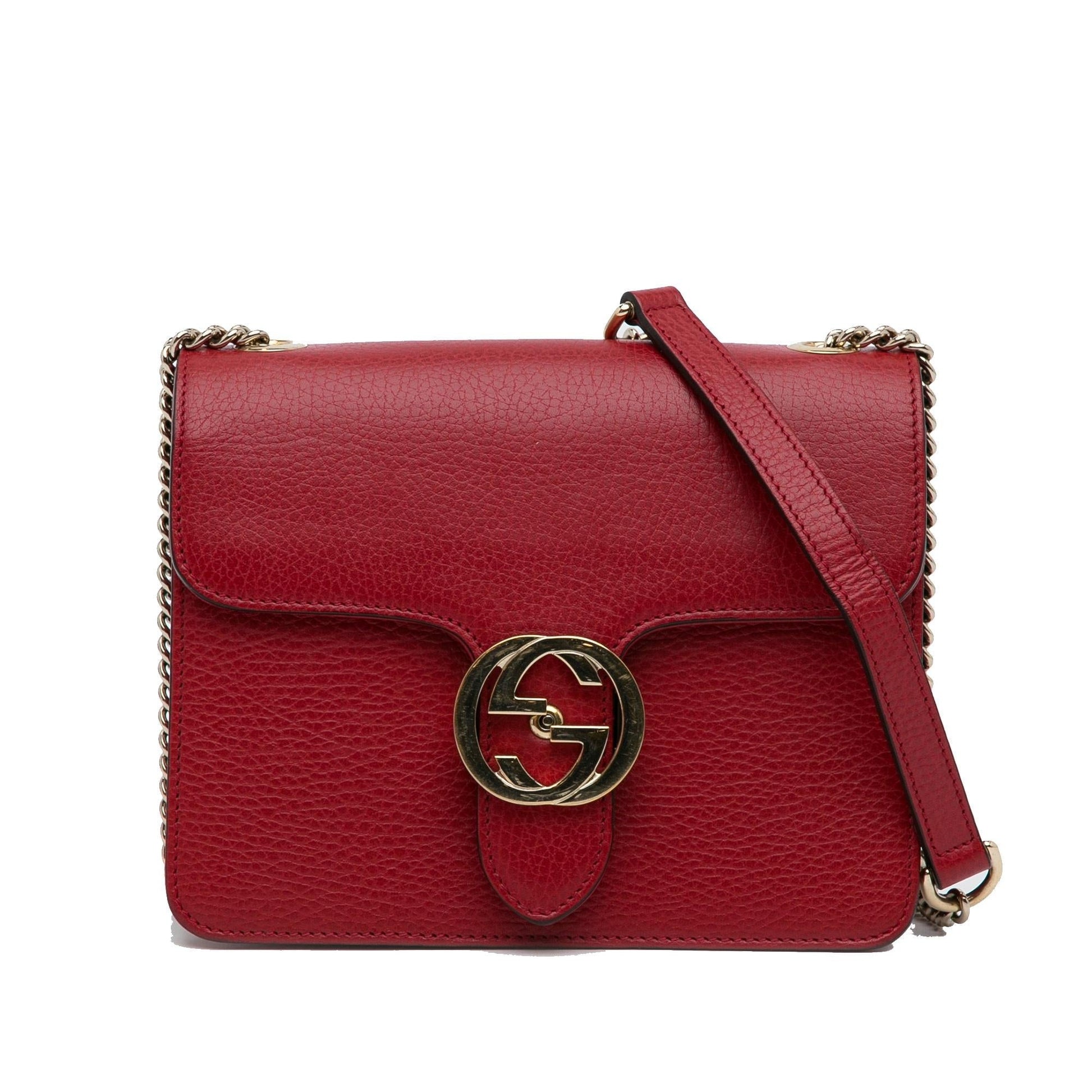 Gucci Dollar Interlocking G SHG-nlXHR2 Calf Red Small Crossbody Bag