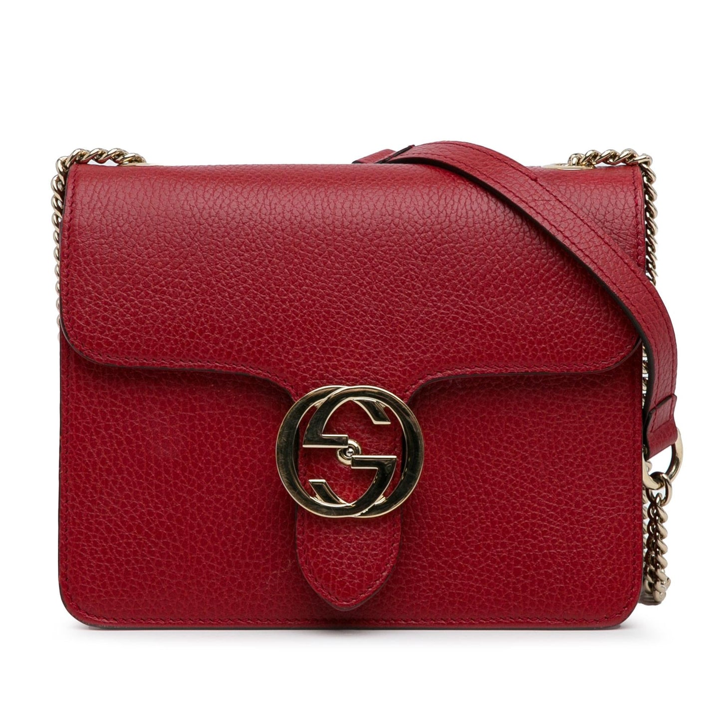 Gucci Dollar Interlocking G SHG-rNVwnt Calf Red Small Crossbody Bag