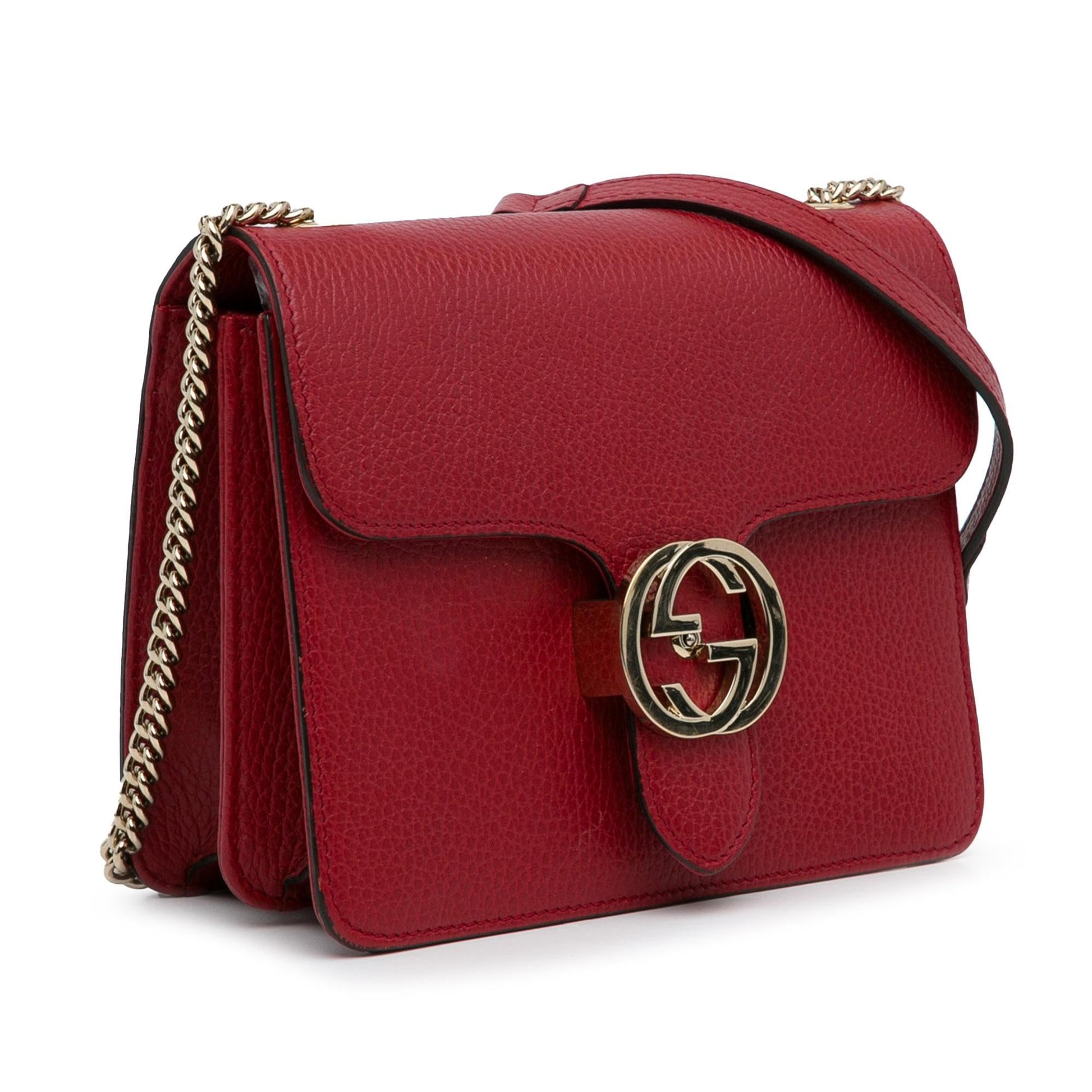 Gucci Dollar Interlocking G SHG-rNVwnt Calf Red Small Crossbody Bag
