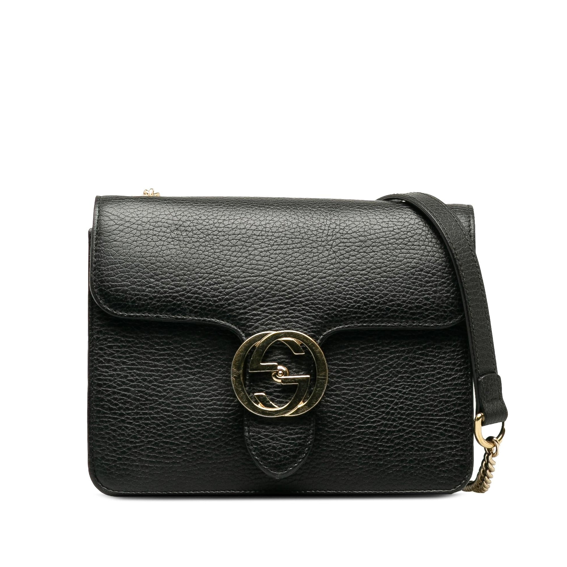 Gucci Dollar Interlocking G SHG-QutaH4 Calf Black Small Crossbody Bag