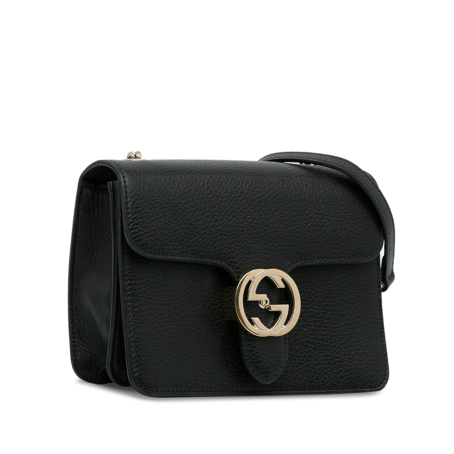 Gucci Dollar Interlocking G SHG-OTArpR Calf Black Small Crossbody Bag
