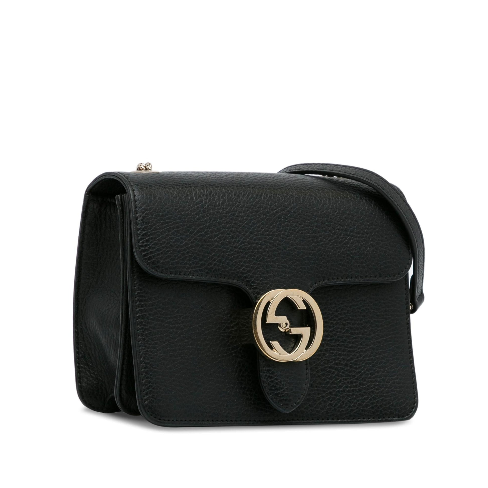 Gucci Dollar Interlocking G SHG-OTArpR Calf Black Small Crossbody Bag