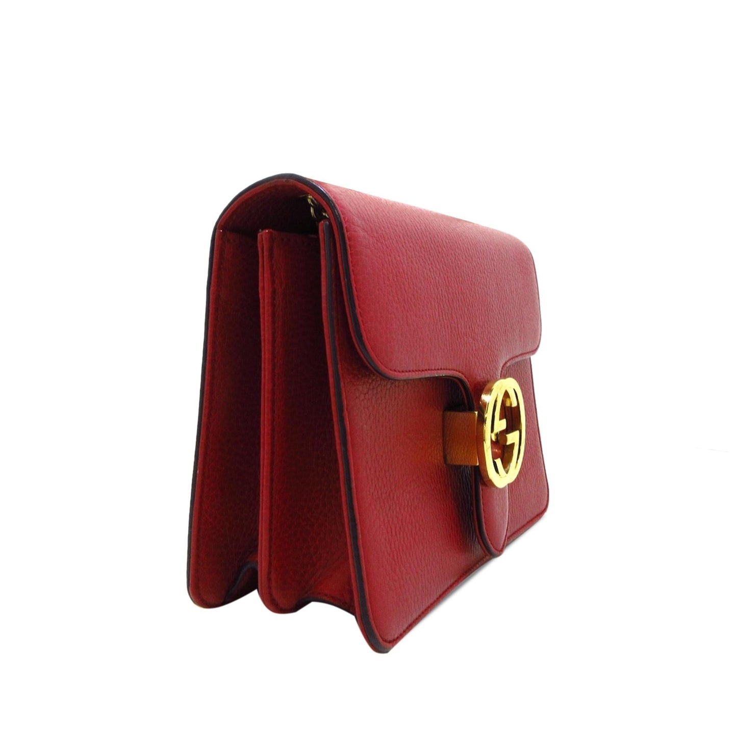 Gucci Dollar Interlocking G SHG-IDDdfE Calf Red Small Crossbody Bag