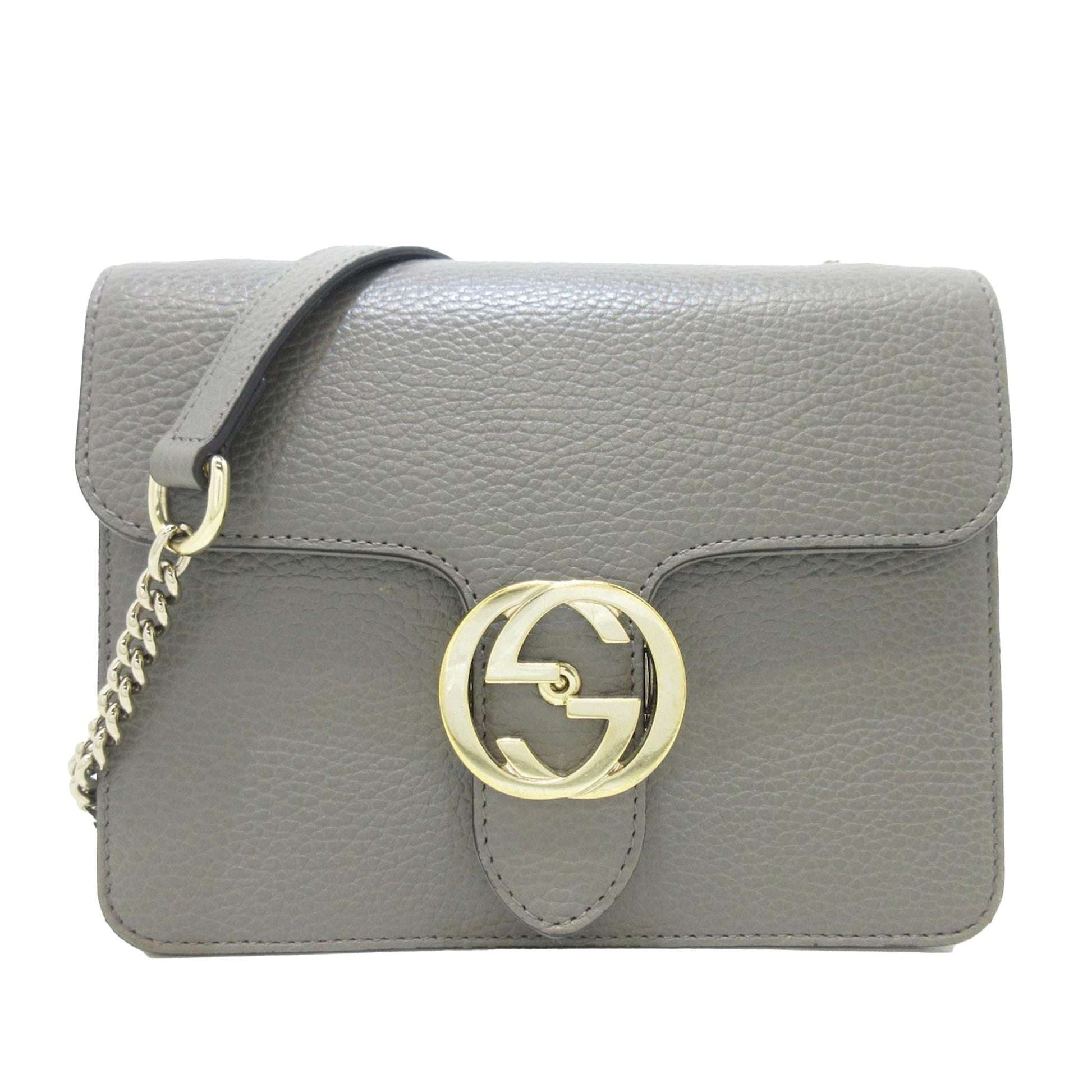 Gucci Dollar Interlocking G SHG-1w1aMC Calf Grey Small Crossbody Bag