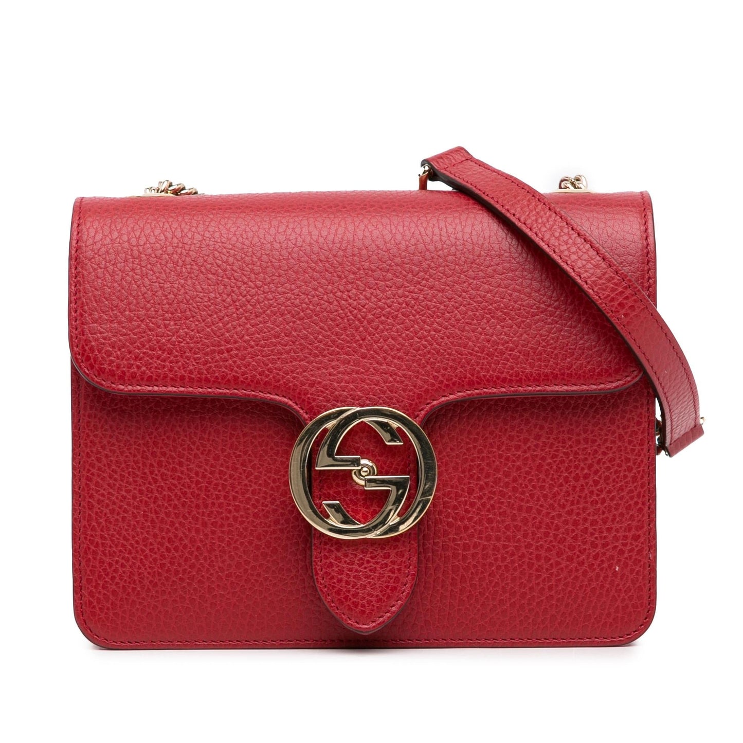Gucci Dollar Interlocking G SHG-XJs25i Calf Red Small Crossbody Bag