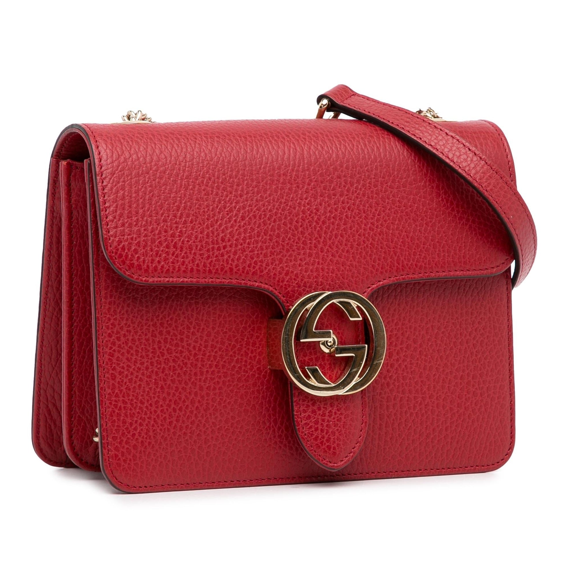 Gucci Dollar Interlocking G SHG-XJs25i Calf Red Small Crossbody Bag