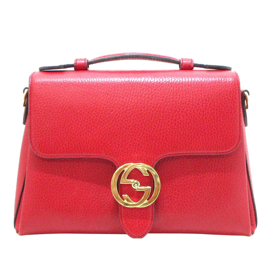 Gucci Dollar Interlocking G SHG-HxRB3h Calf Red Small Satchel Bag