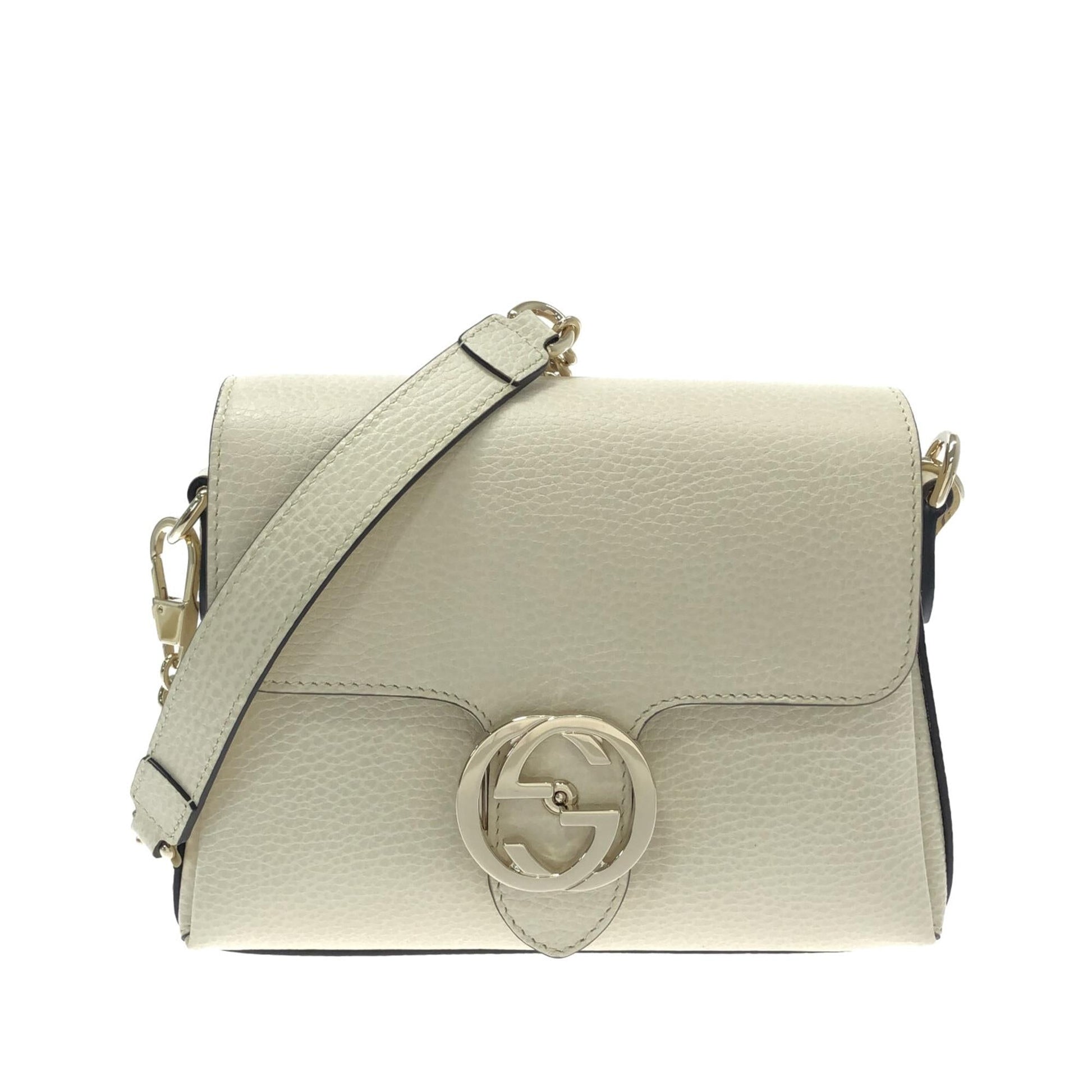Gucci Dollar Interlocking G SHG-5FIvLD Calf White Small Crossbody Bag