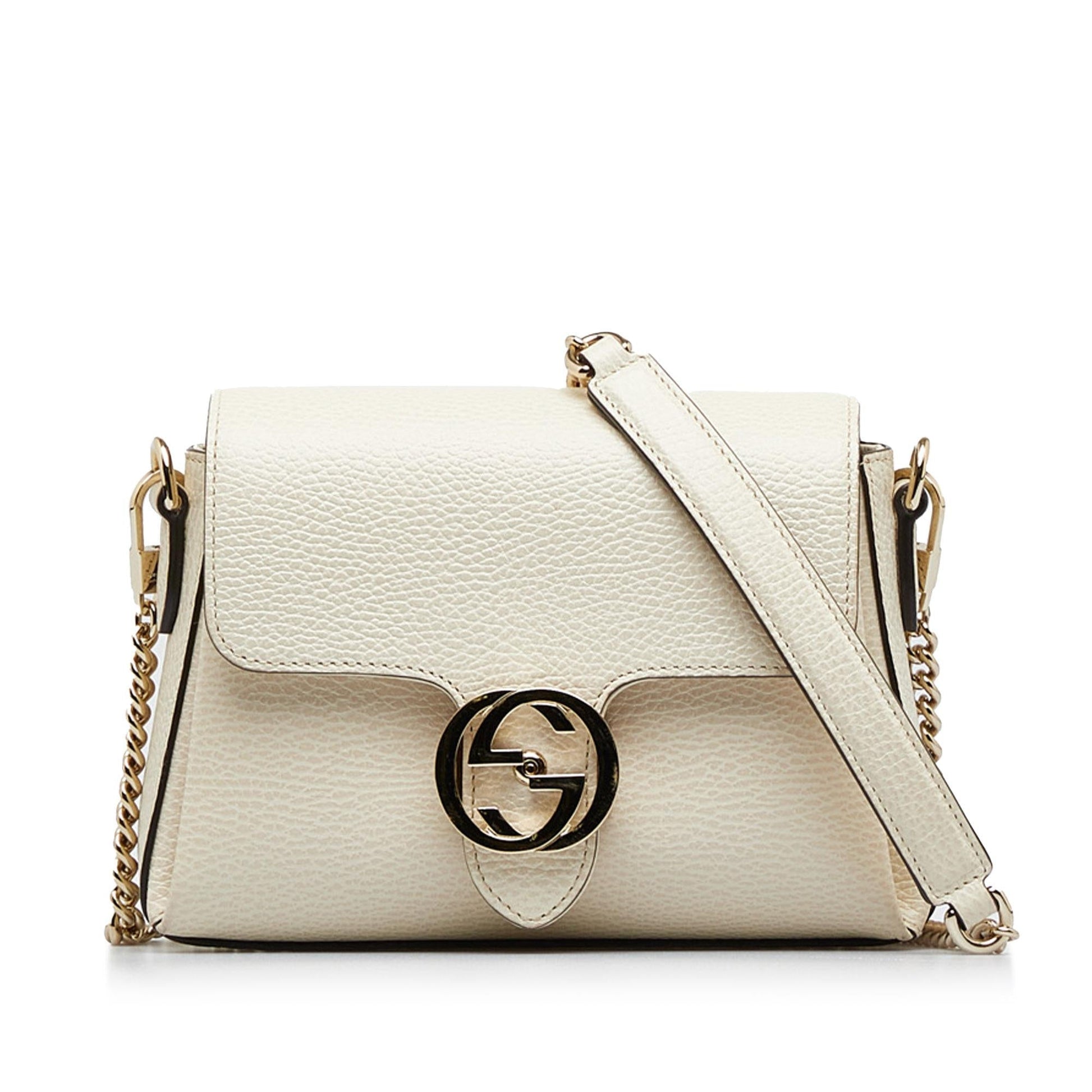 Gucci Dollar Interlocking G SHG-LmN5zb Calf White Small Crossbody Bag