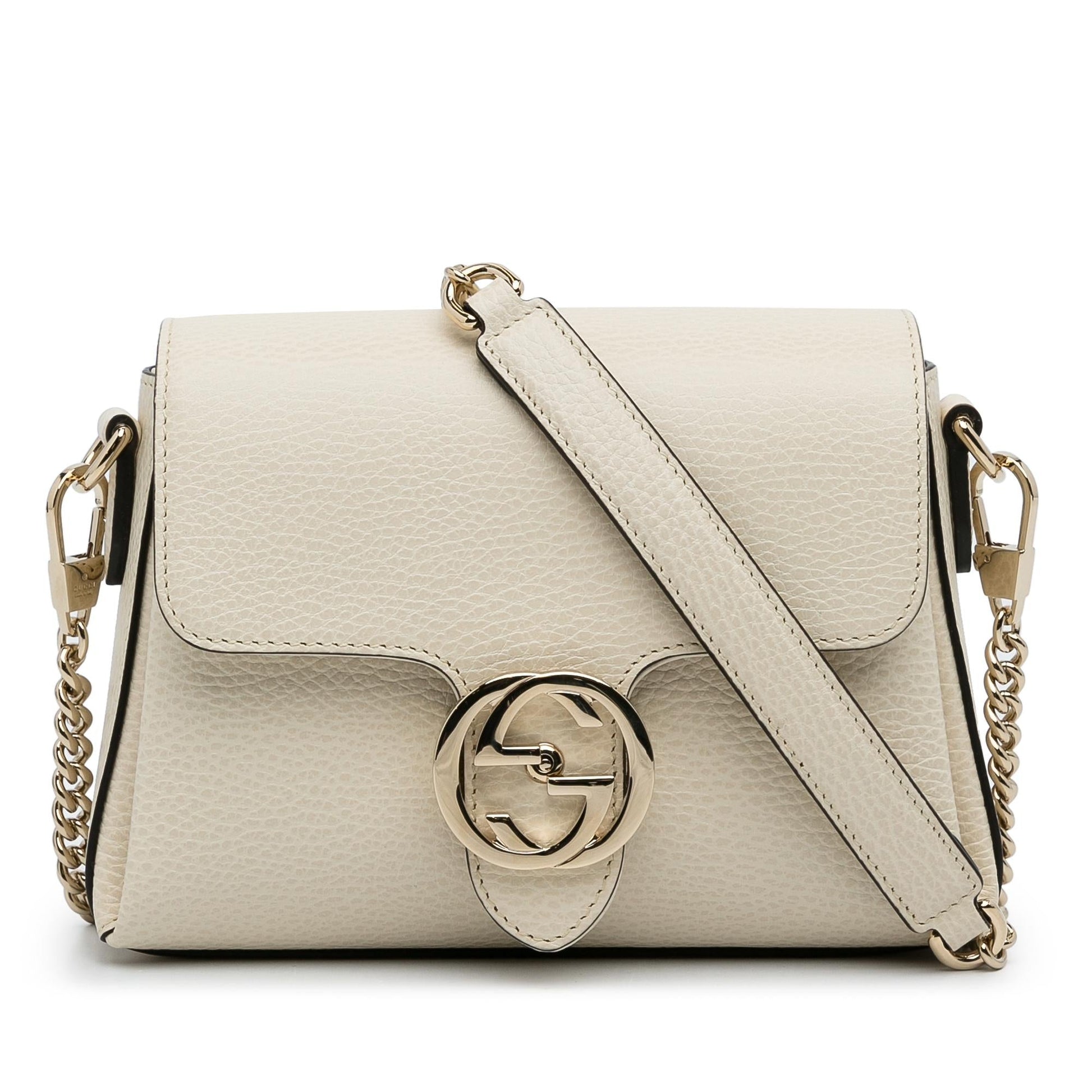 Gucci Dollar Interlocking G SHG-cR7fdl Calf White Small Crossbody Bag