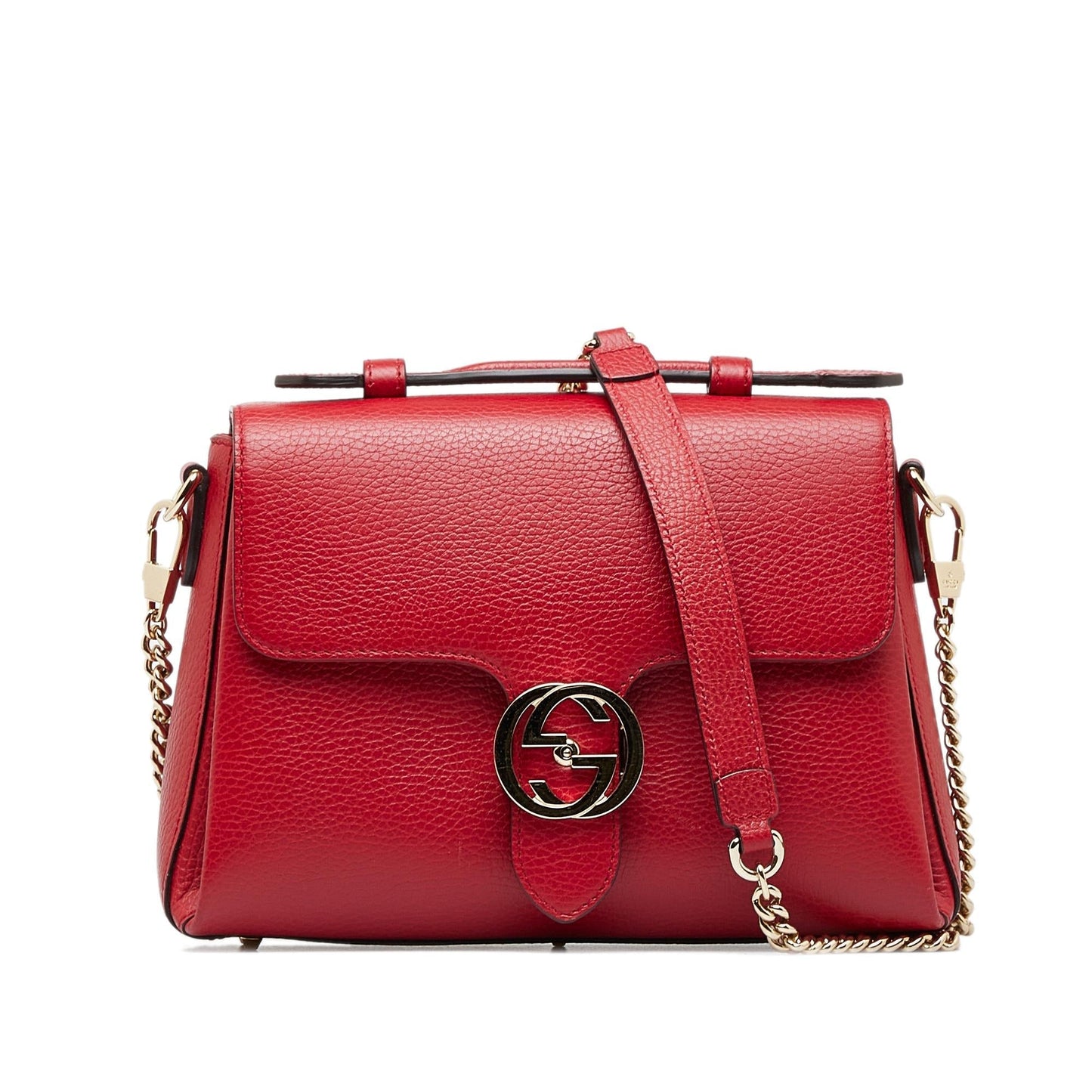 Gucci Dollar Interlocking G SHG-5H733a Calf Red Small Satchel Bag