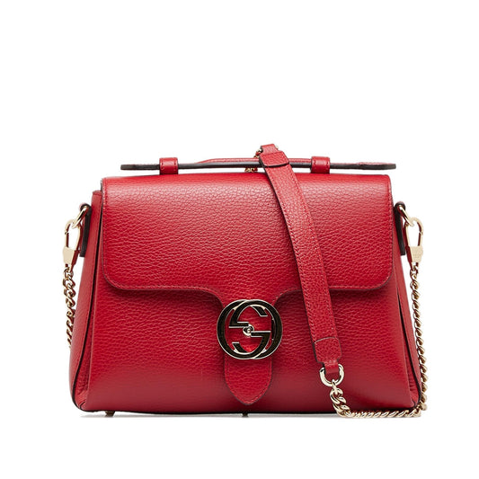 Gucci Dollar Interlocking G SHG-5H733a Calf Red Small Satchel Bag