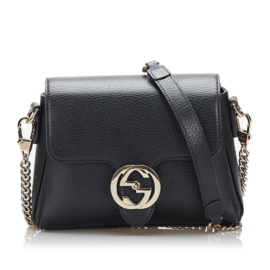 Gucci Dollar Interlocking SHG-UMXTo0 Calf Black Small Crossbody Bag