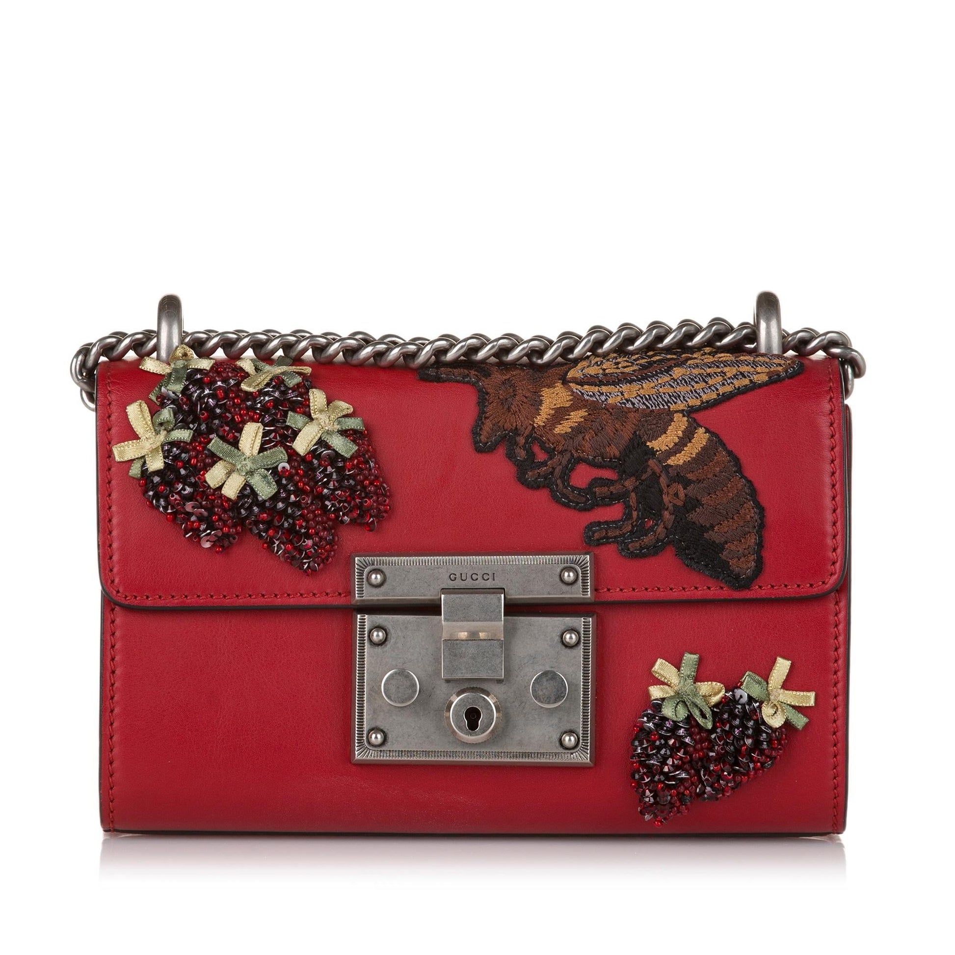 Gucci Embroidered Padlock SHG-BxKVG5 Calf Small Crossbody Bag