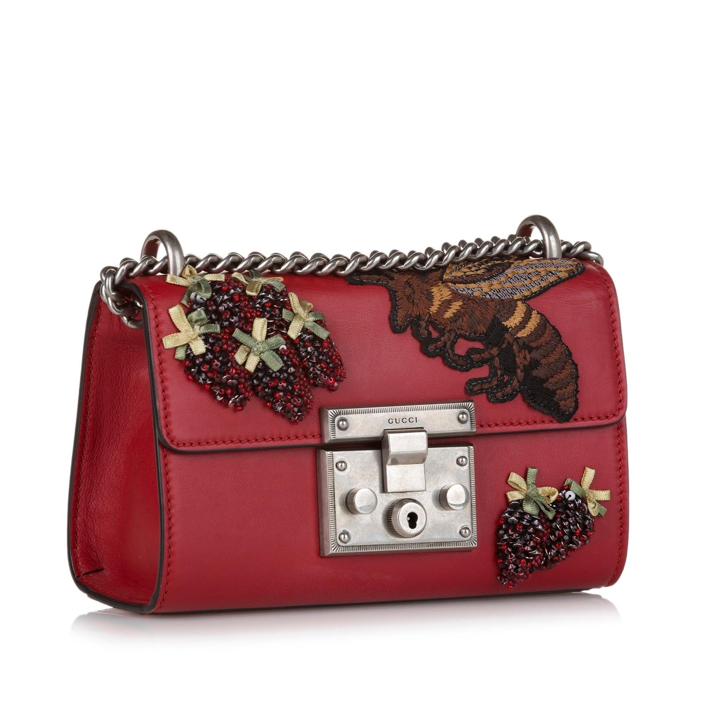 Gucci Embroidered Padlock SHG-BxKVG5 Calf Small Crossbody Bag