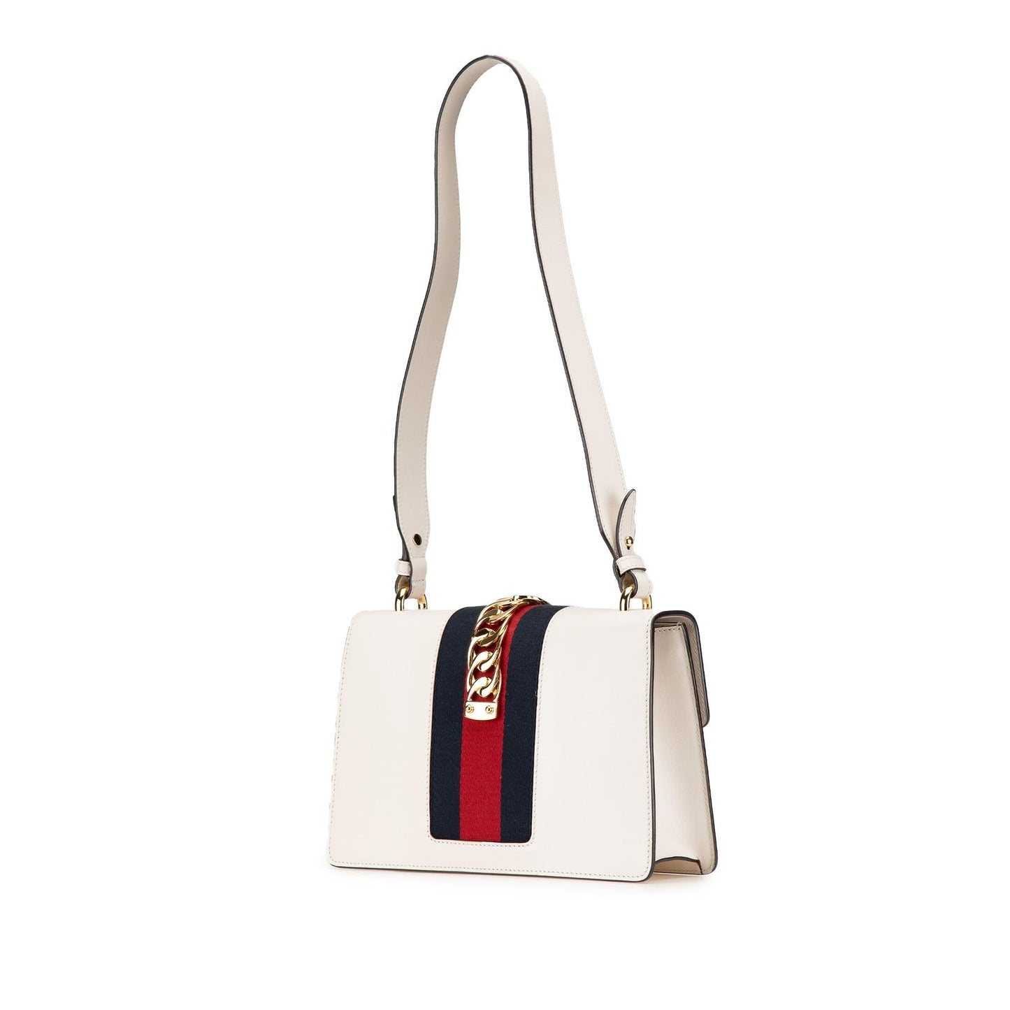 Gucci Floral Embroidered Sylvie Leather Calf White Small Crossbody Bag