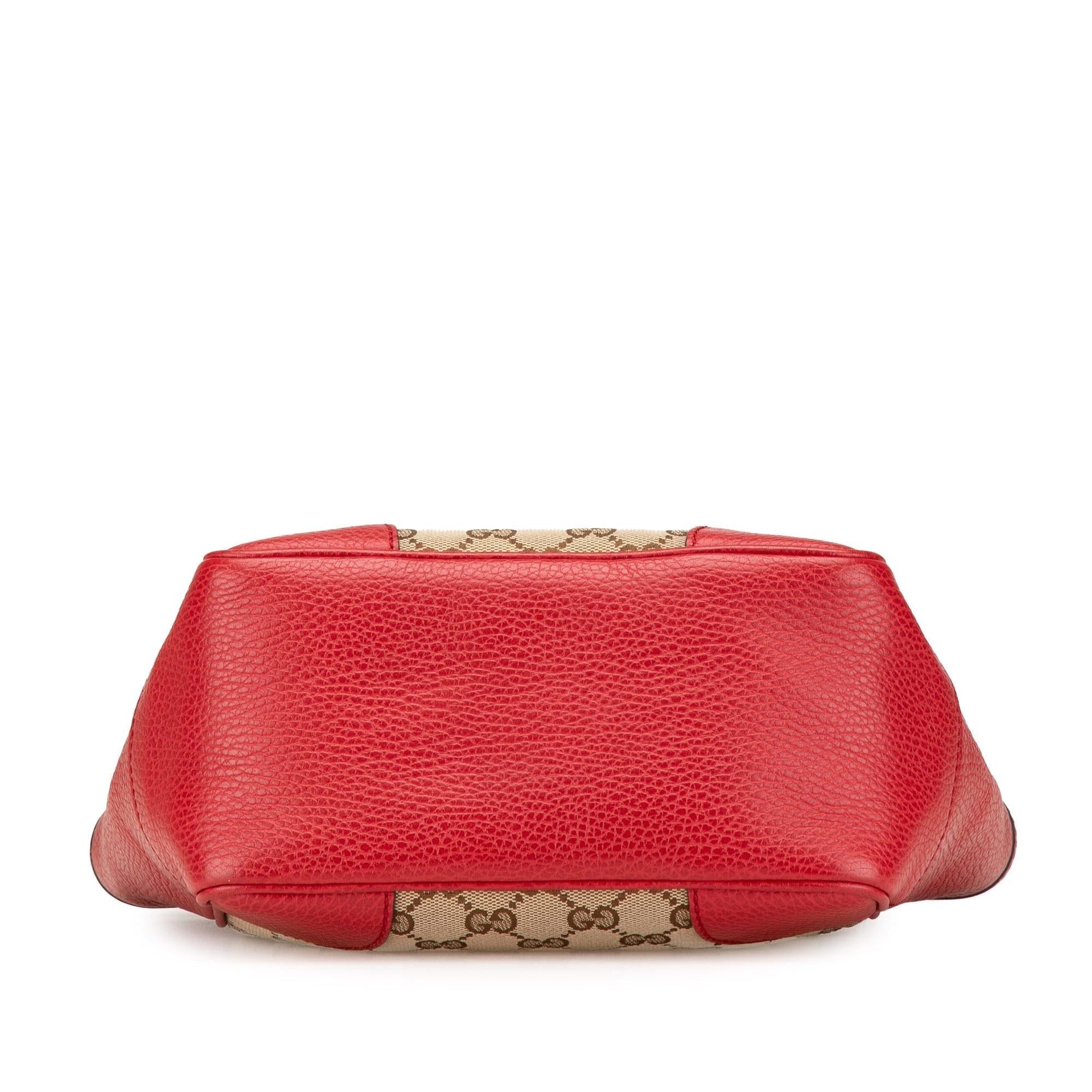 Gucci GG Bree Canvas Calf Brown Red Satchel Bag Satchel 2